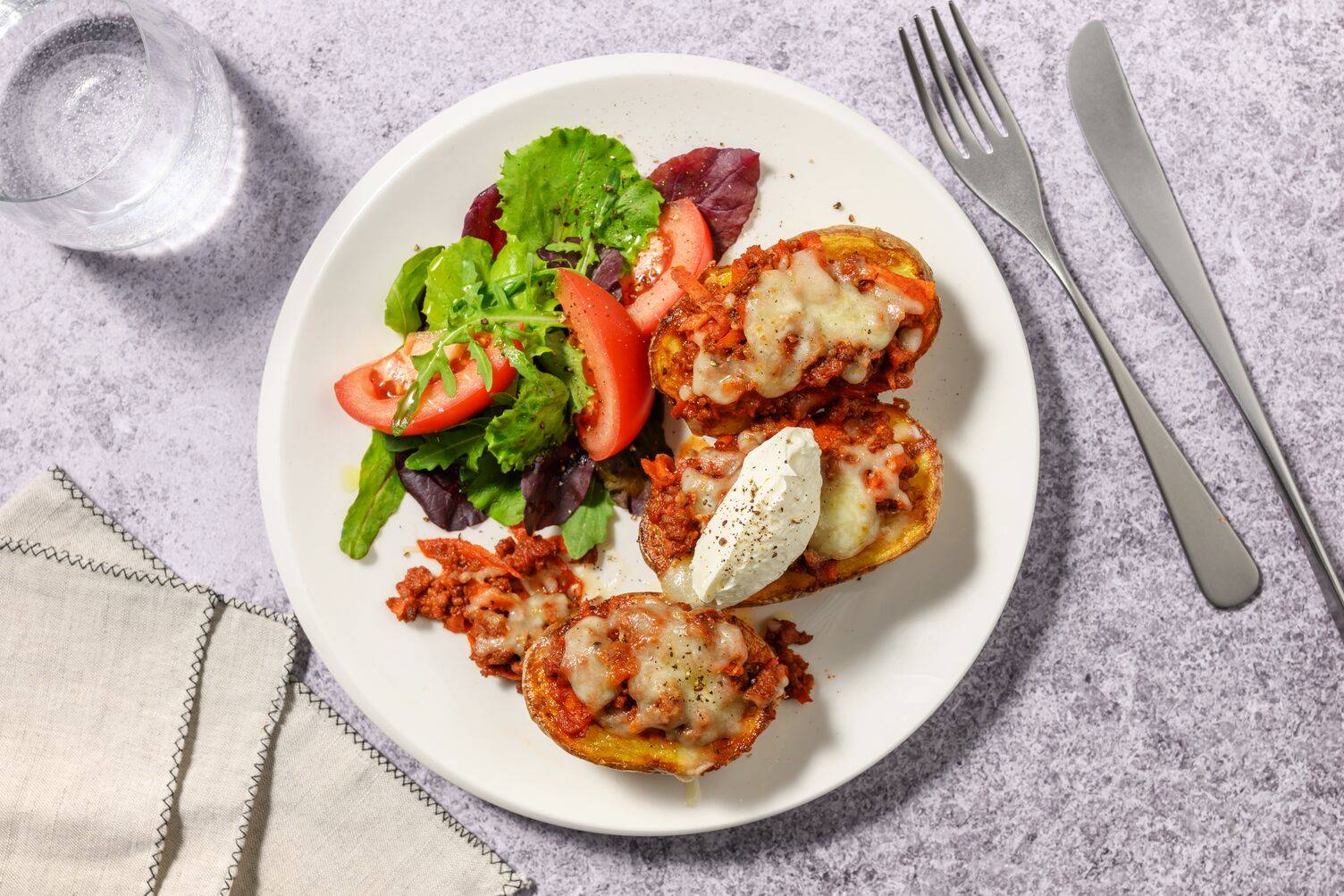 Cheesy Loaded Lamb Jacket Potatoes