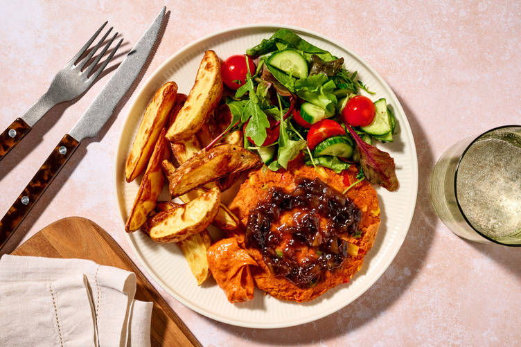 Double Chutney-Glazed Bean, Lentil & Zucchini Patties