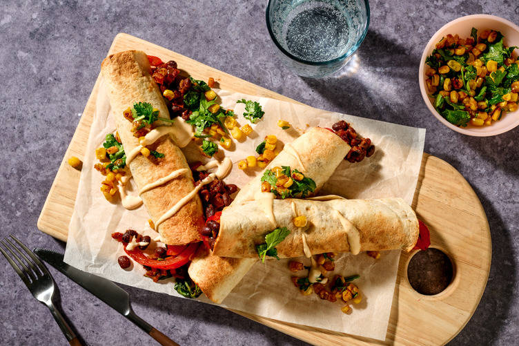 Mexican-Spiced Black Bean, Chicken & Veg Taquitos