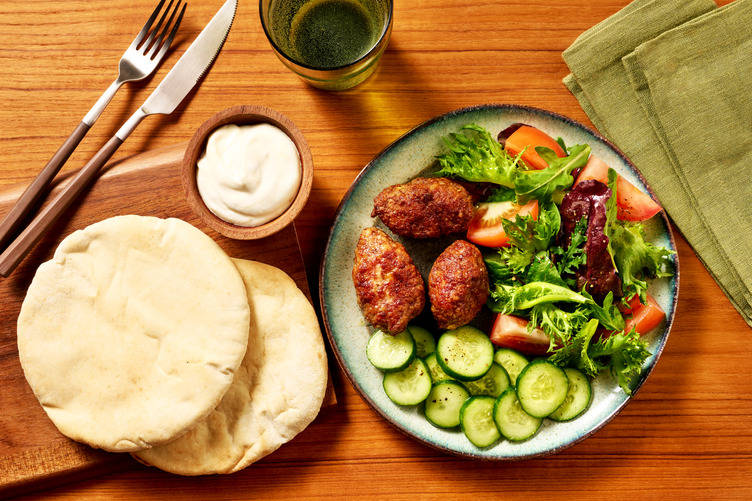 Lebanese Lamb Kofta & Flatbread Mezze Plate