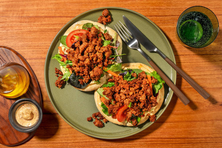 Fast Smokey Beef Rump & Harissa Aioli Flatbreads