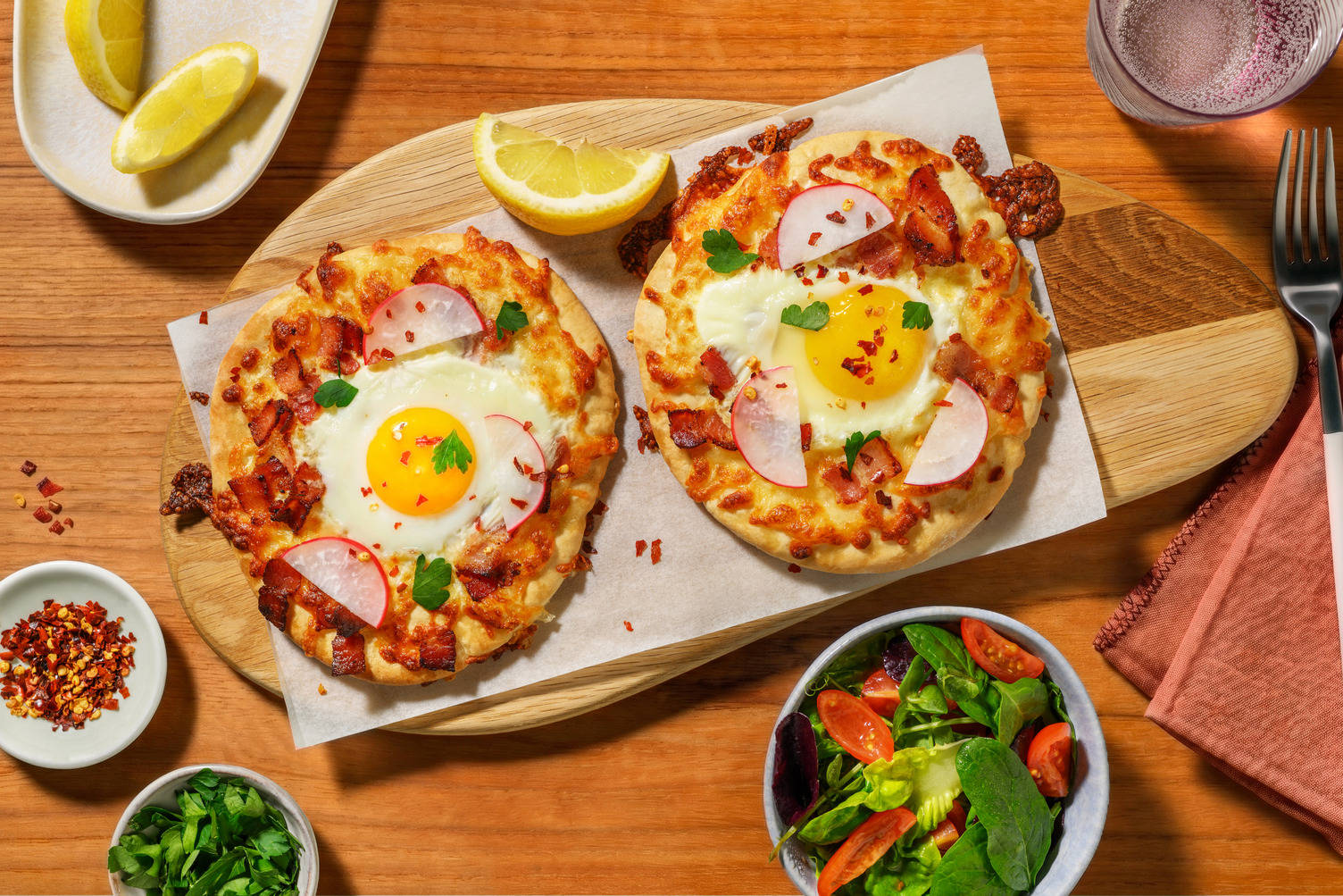 Khachapuri-Inspired Double Bacon & Egg Flatbreads
