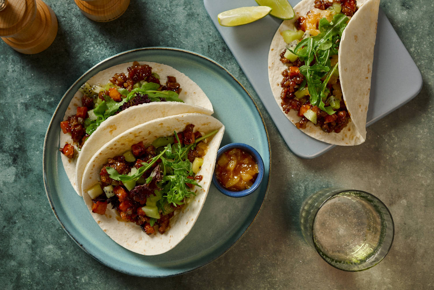 Jerk Spiced Pork and Pineapple Chutney Tacos