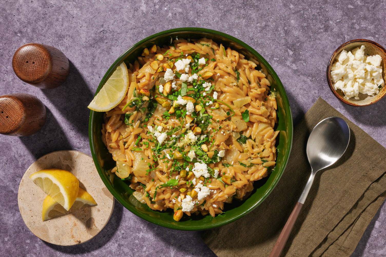 Volkoren orzo met venkel en spinazie