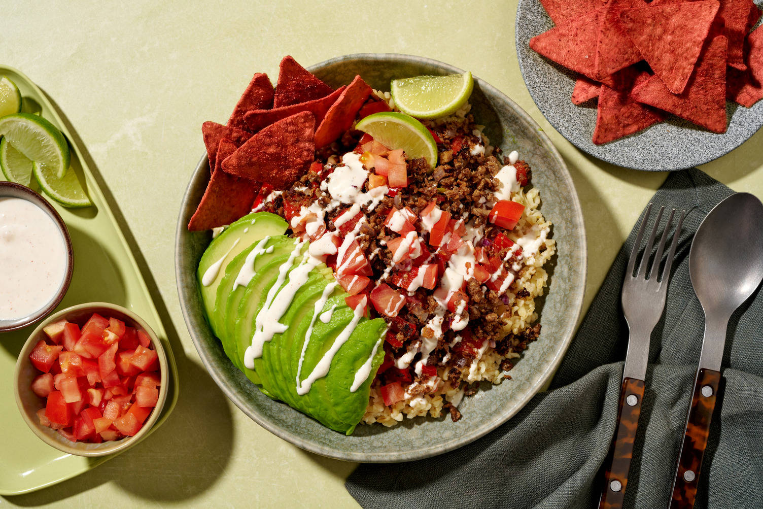 Bulgurbowl met veggie gehakt en Mexicaanse kruiden