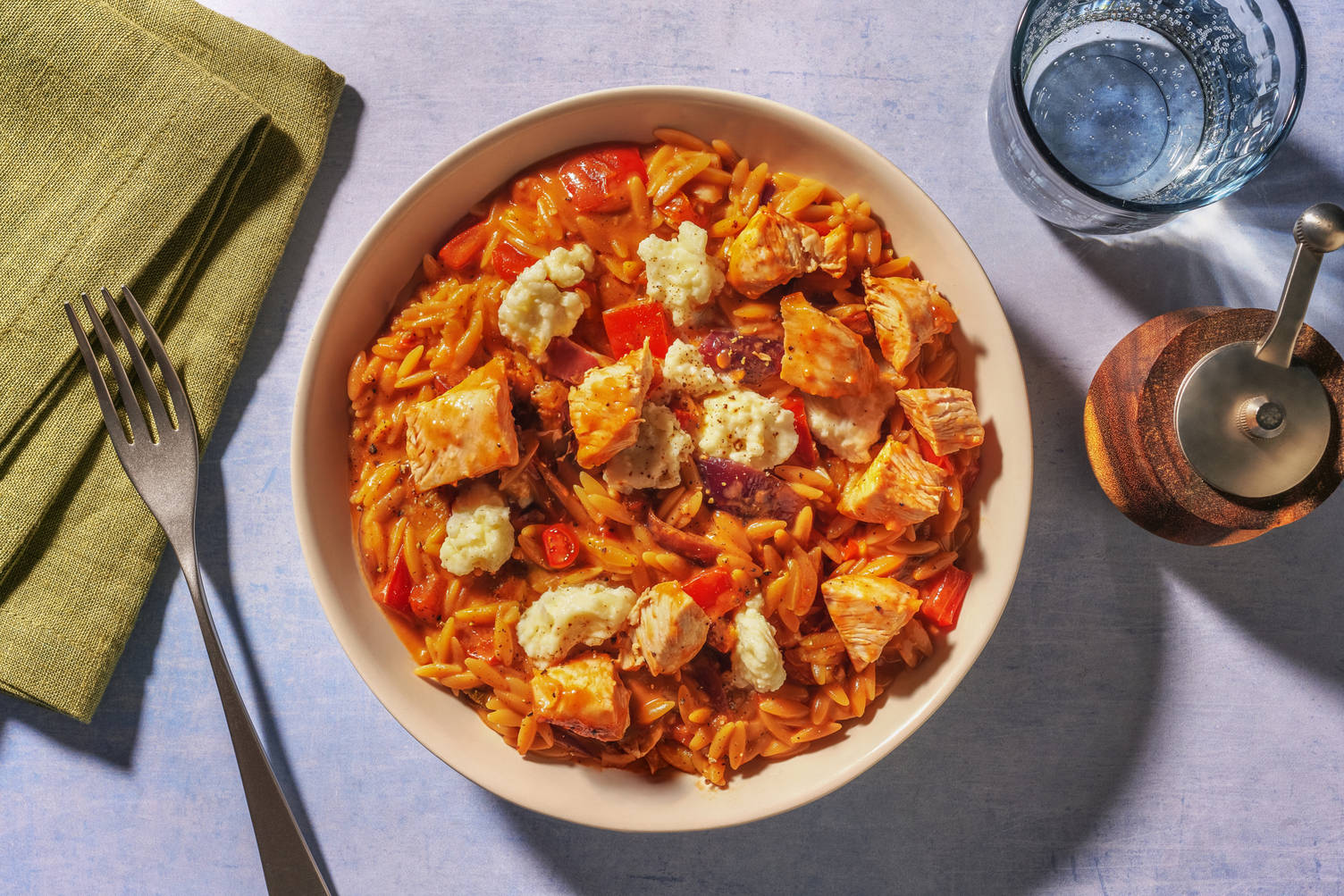 One-pan Chicken and Mozzarella Orzo