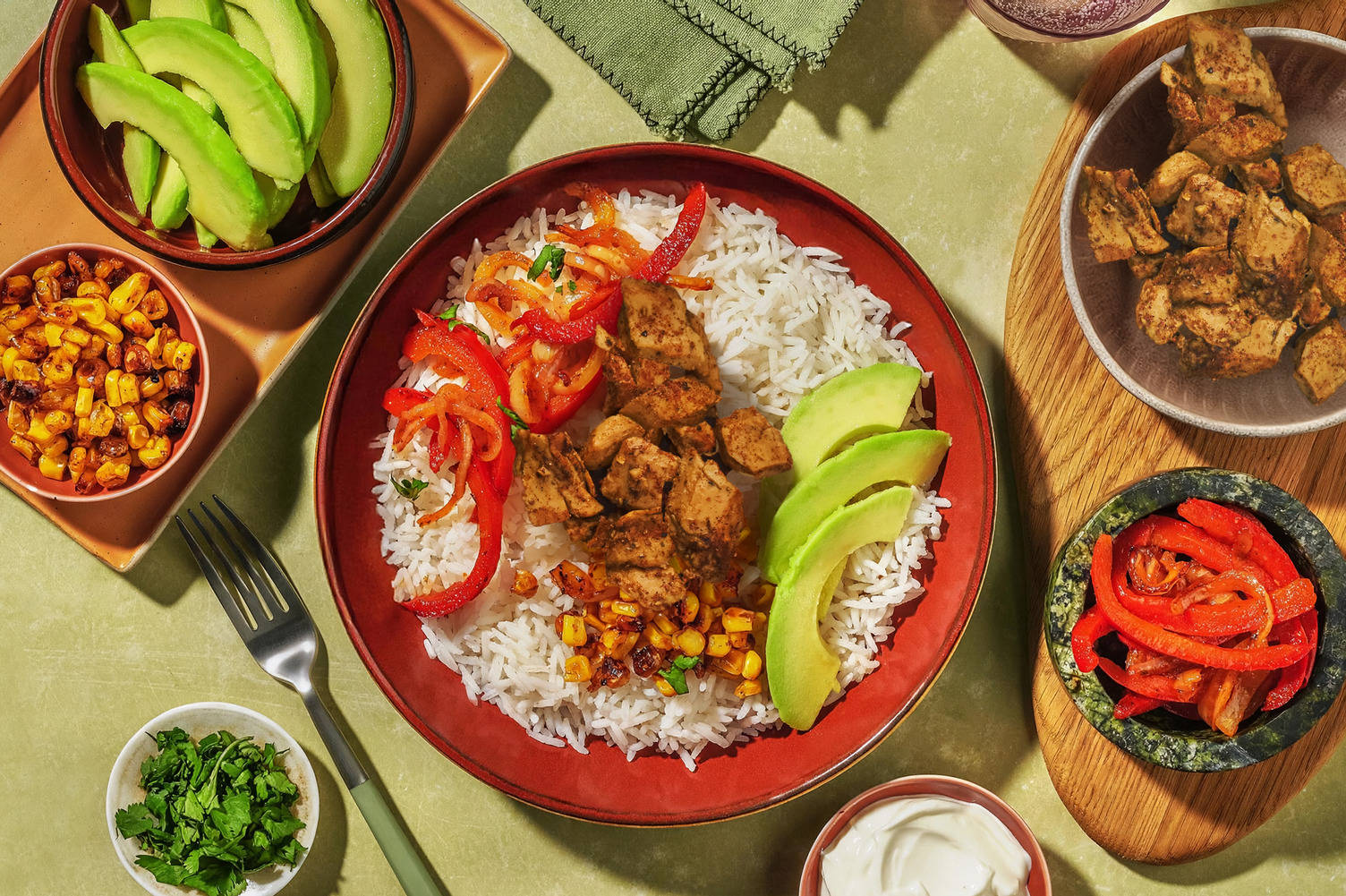 Fajita-bowl med vegostrimlor