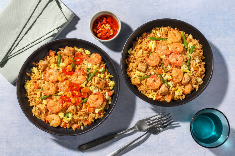 Prawn Fried Rice in Bulgogi Sauce with Irish Chicken