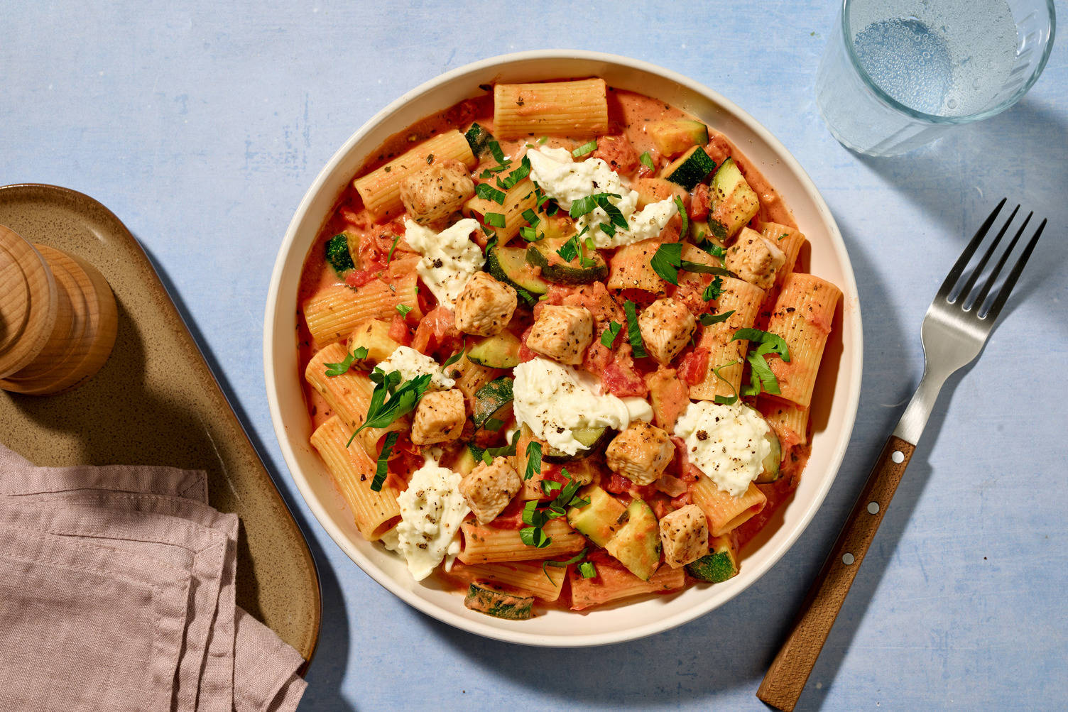 Creamy Courgette and Garlic Rigatoni with Irish Chicken