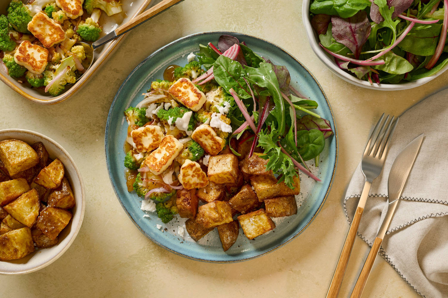 Sharing Style: Halloumi, Sticky Romanesco and Chilli Yoghurt