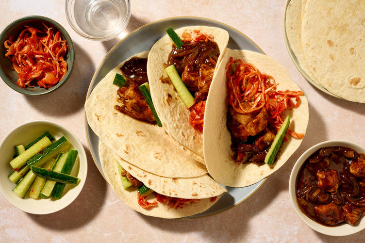 Hoisin Double Chicken and Crunchy Cucumber Tacos