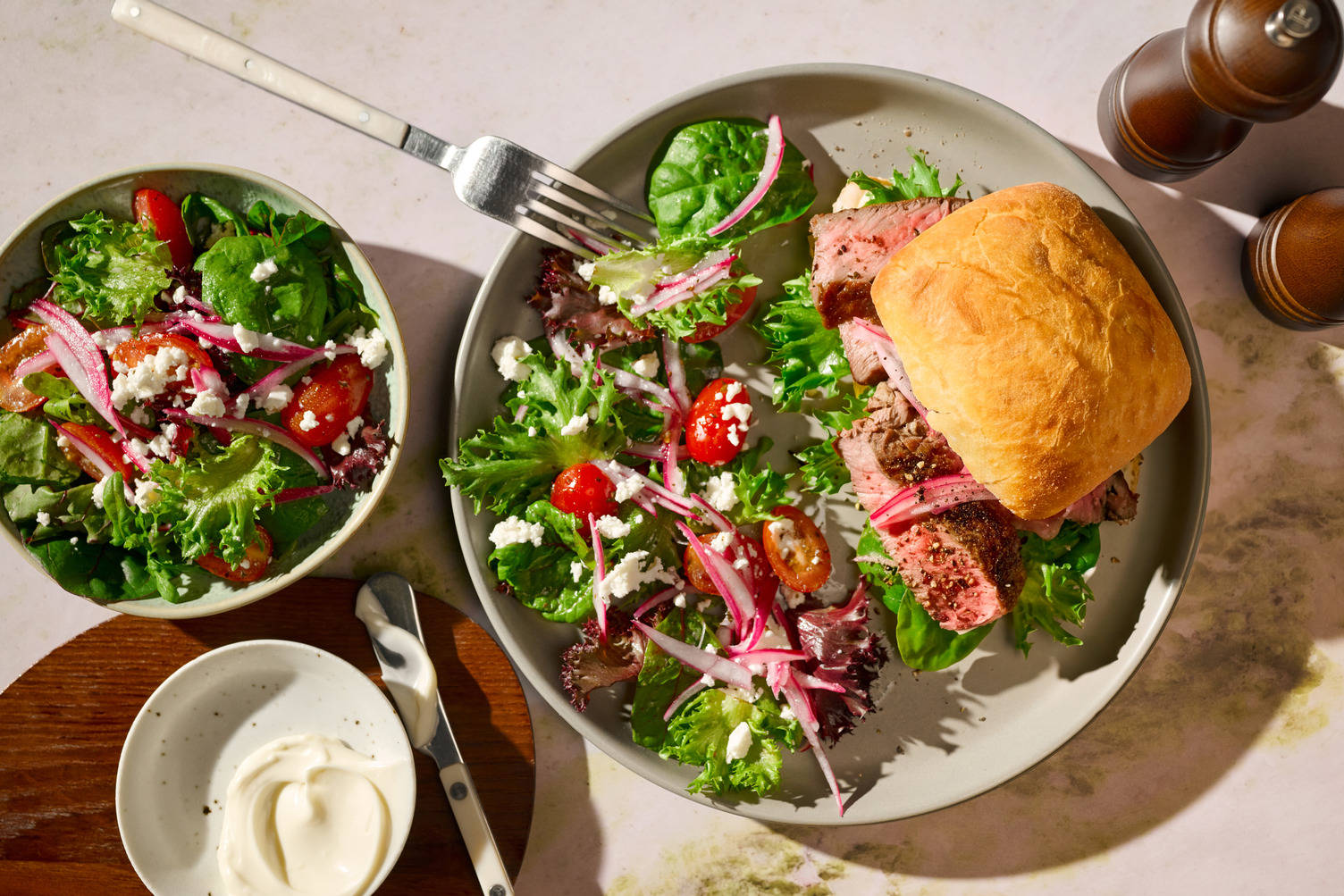 Greek Inspired Lamb Steak Sandwich