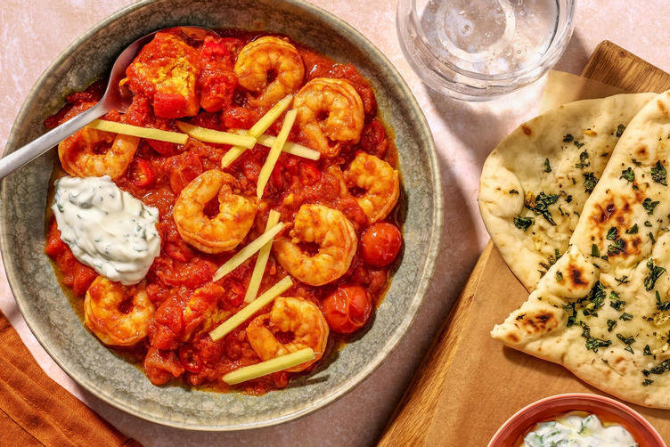 Large King Prawn Karahi and Garlic Coriander Naan 