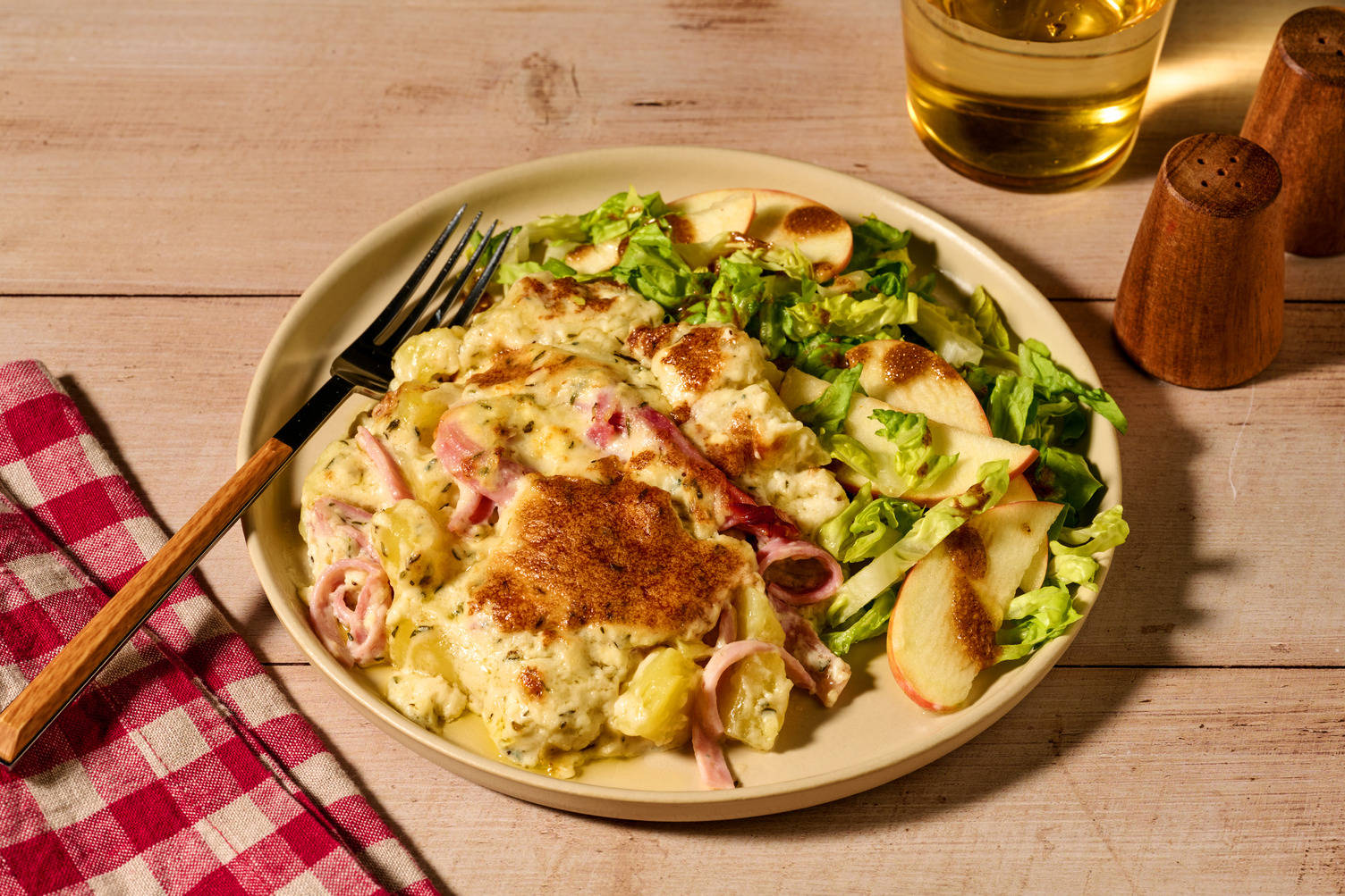 Gratin du coin : fourme d'Ambert AOP & jambon
