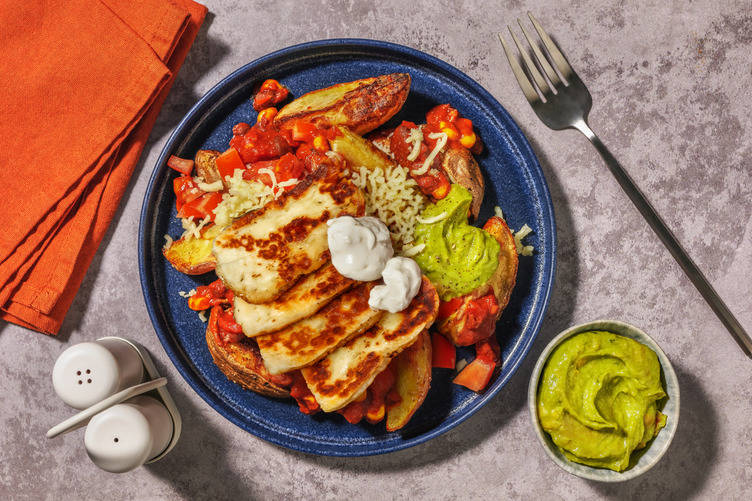 Mexican Bean Loaded Wedges with Halloumi