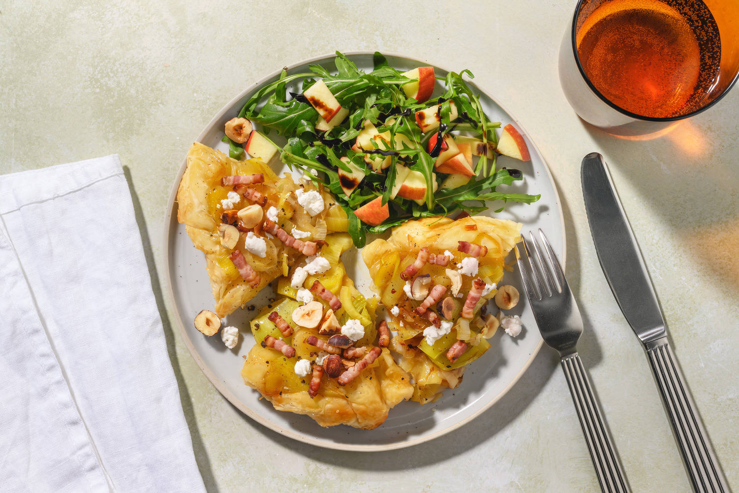 Leek and Goat's Cheese Tart with Irish Bacon