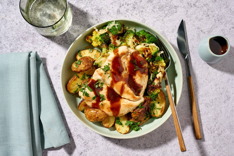 Garlic Double Chicken and Roasted Romanesco