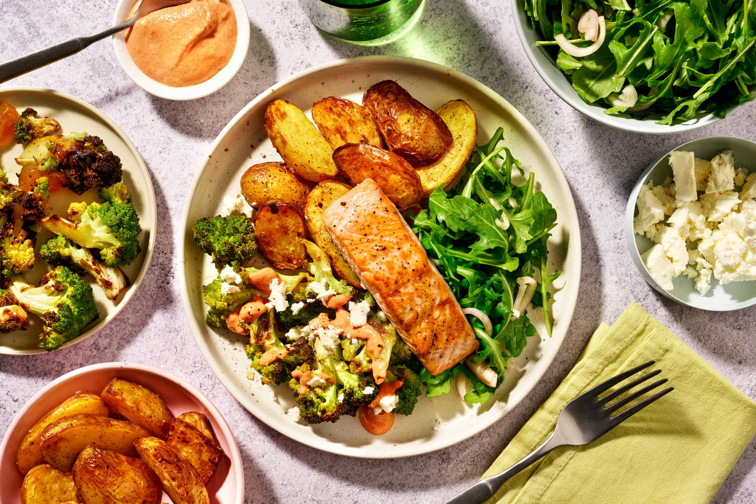 Sticky Roasted Romanesco with Amarillo Chilli Yoghurt with Salmon