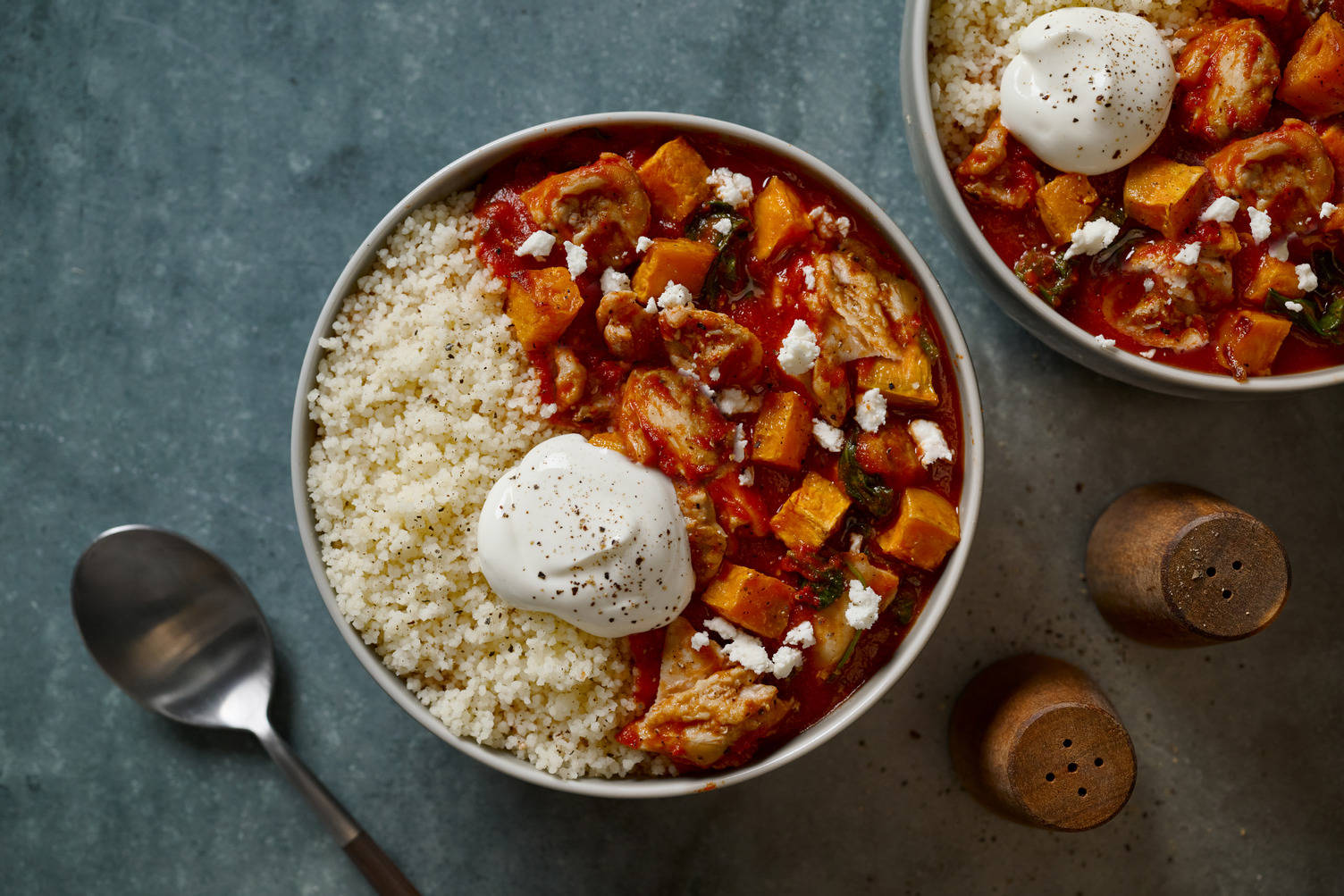 Moroccan Style Double Chicken and Roast Sweet Potato Stew