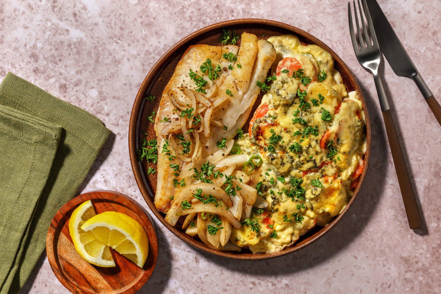 Basa with Cashel Blue® Cheese Dauphinoise
