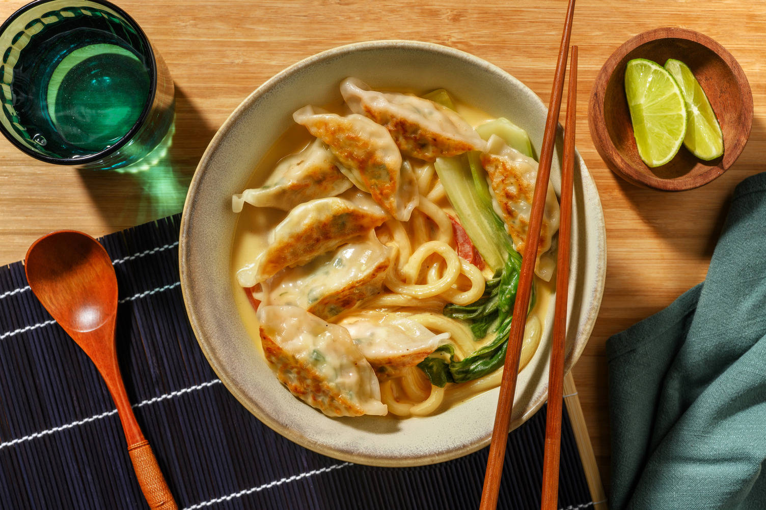 Double Veggie Gyoza Thai Style Udon Noodle Soup