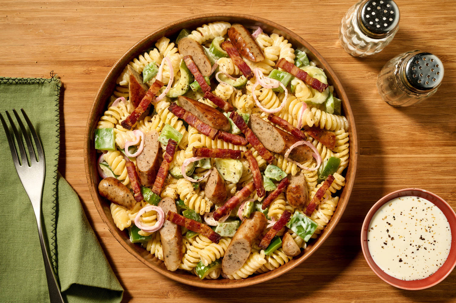 Omas Klassiker: Nudelsalat mit Nürnberger & Bacon