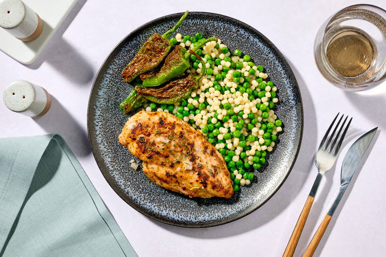 Lemony Brown Butter Chicken Breast and Padron Peppers