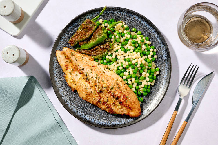 Lemony Brown Butter Double Basa and Padron Peppers