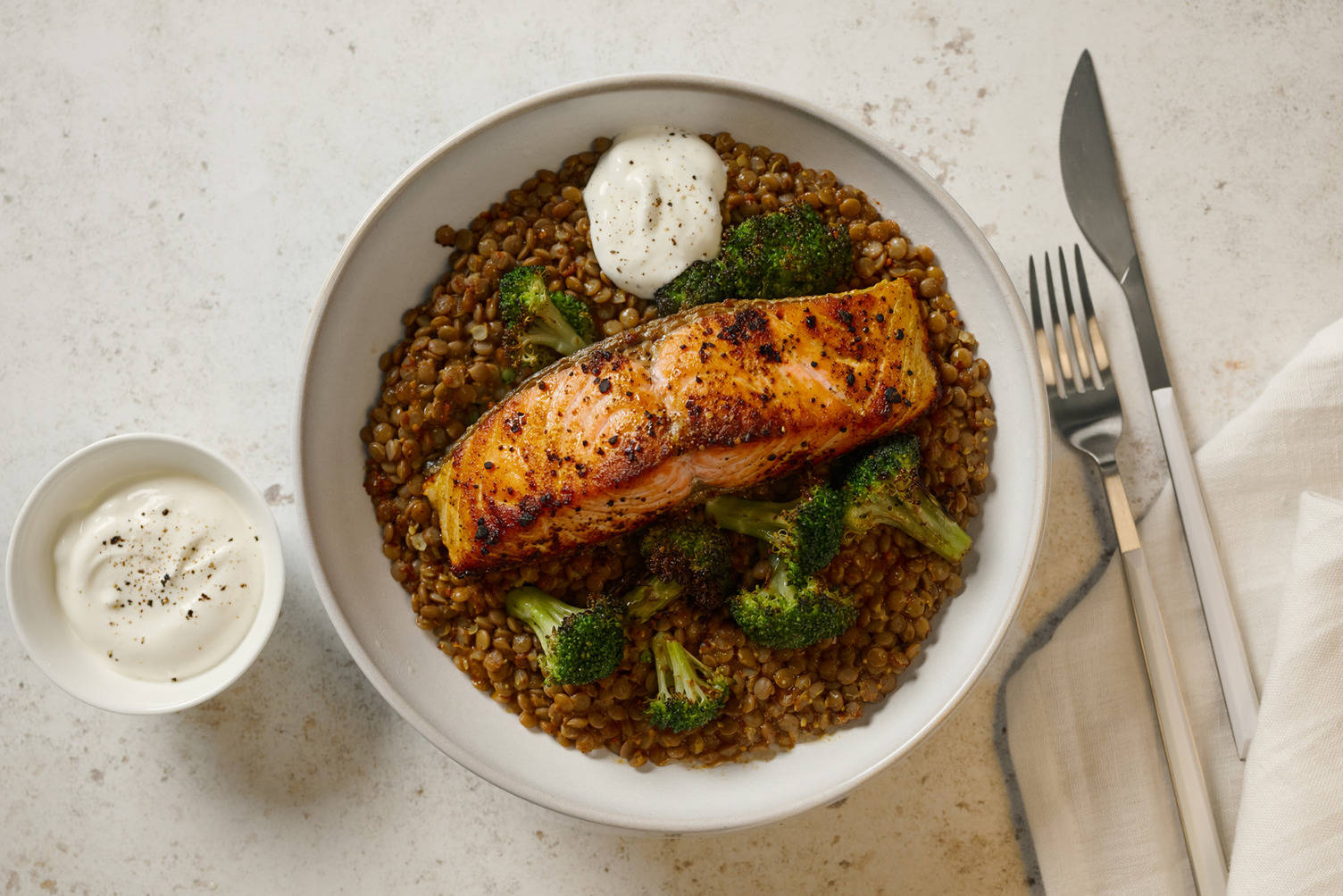 Middle Eastern Style Spiced Salmon & Lentil Salad