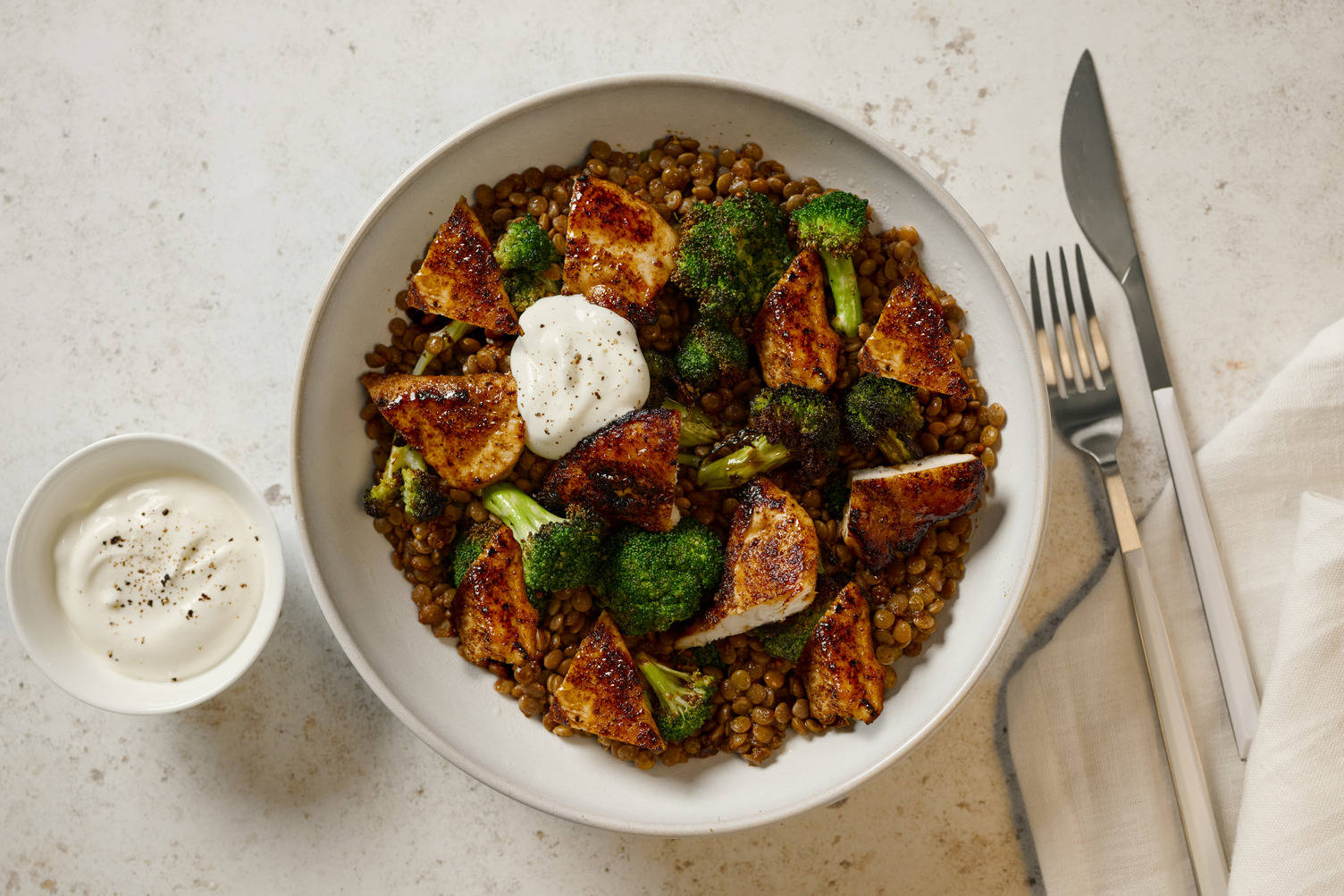 Middle Eastern Style Double Spiced Chicken & Lentil Salad