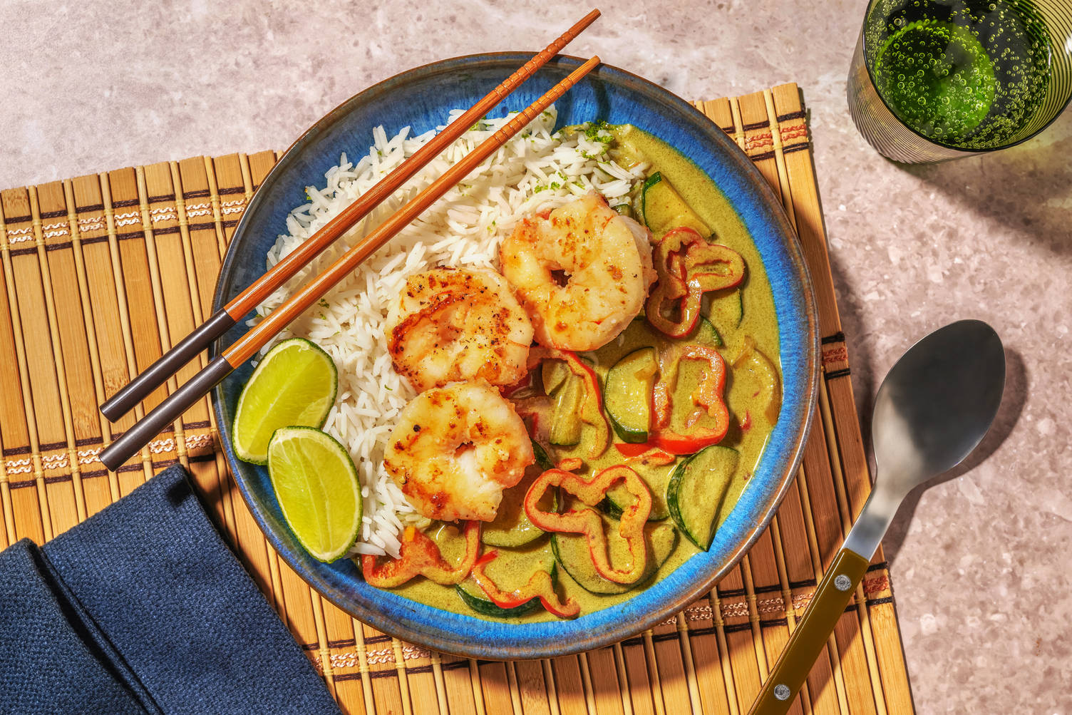Green Curry mit Riesencrevetten