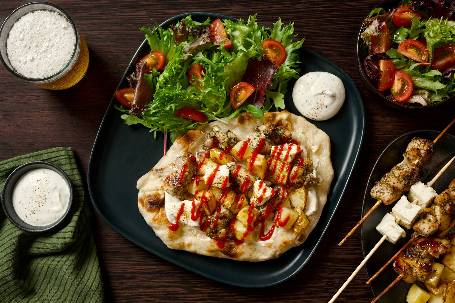 BBQ Chicken Breast & Halloumi Souvlaki Style Loaded Naans