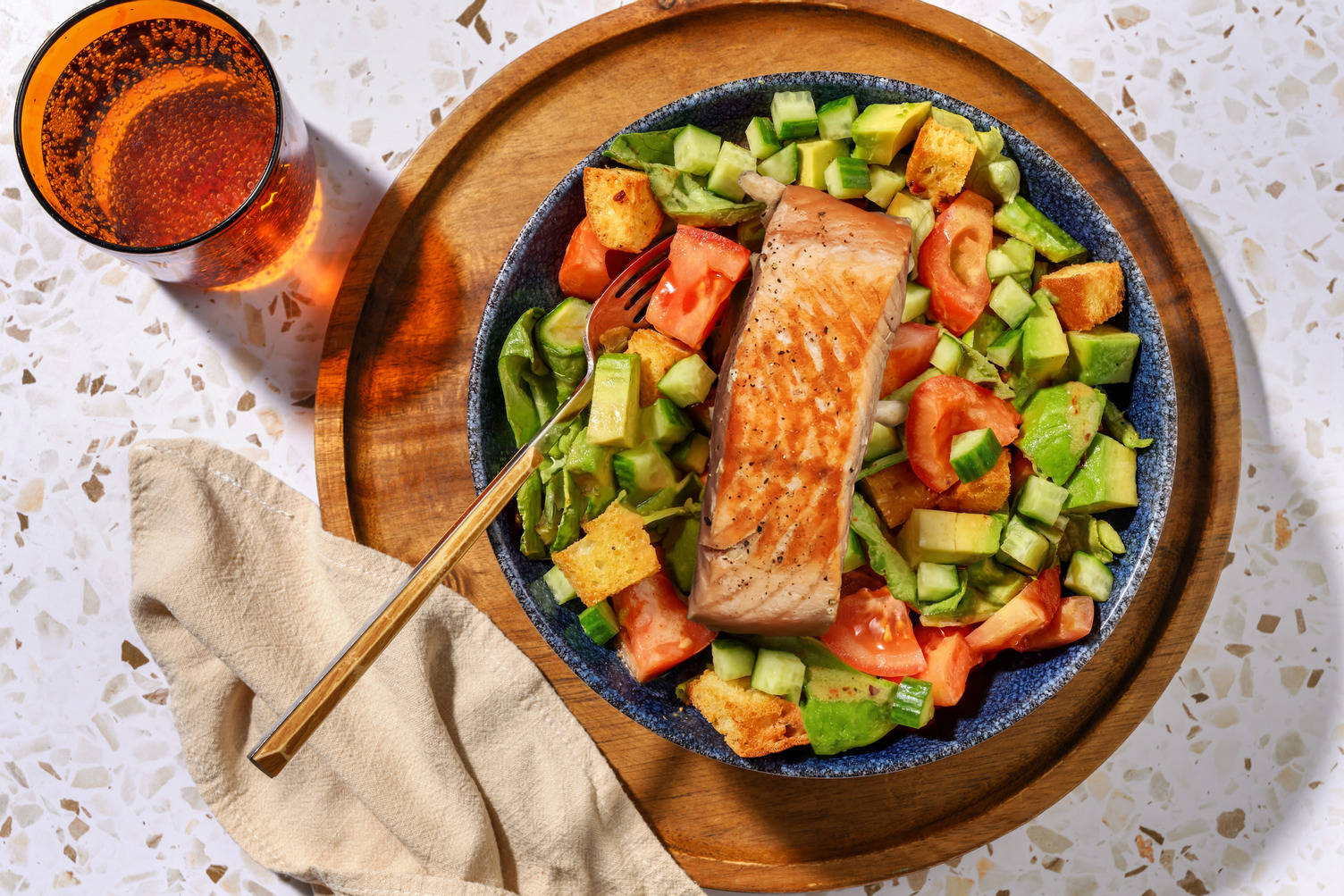 Salmon Salad and Crunchy Croutons