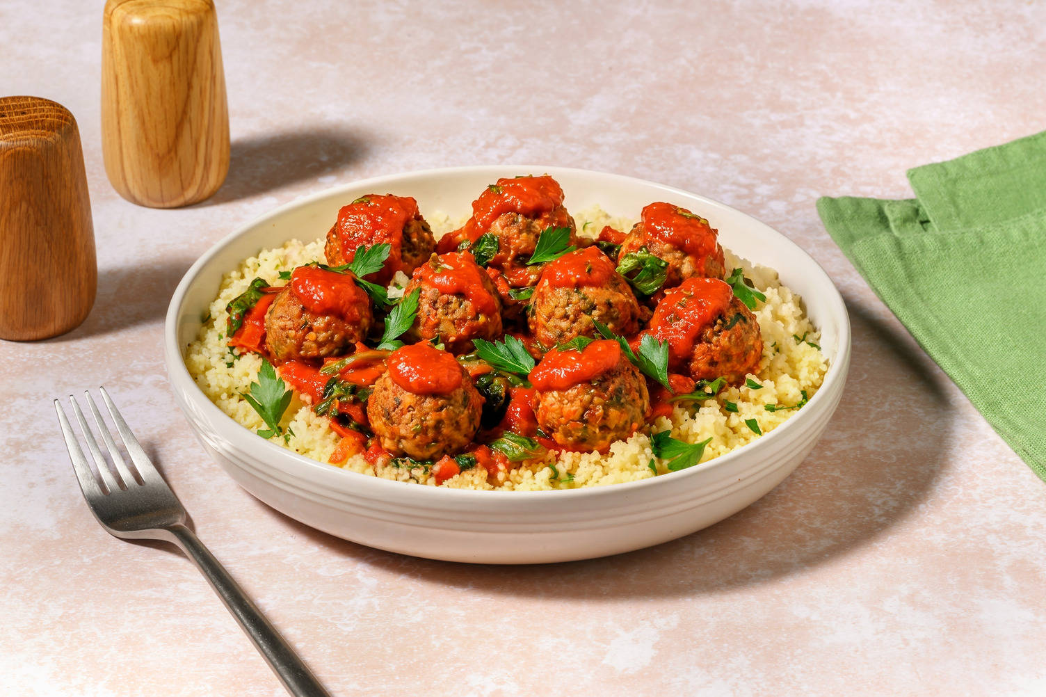 Lebanese Style Baked Double Beef Meatballs in Tomato Sauce