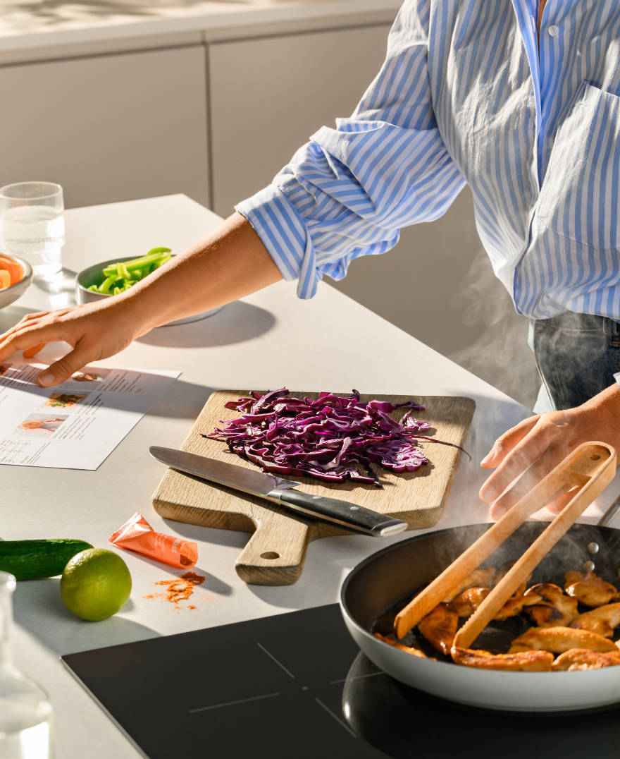 Image of solo foodie cooking