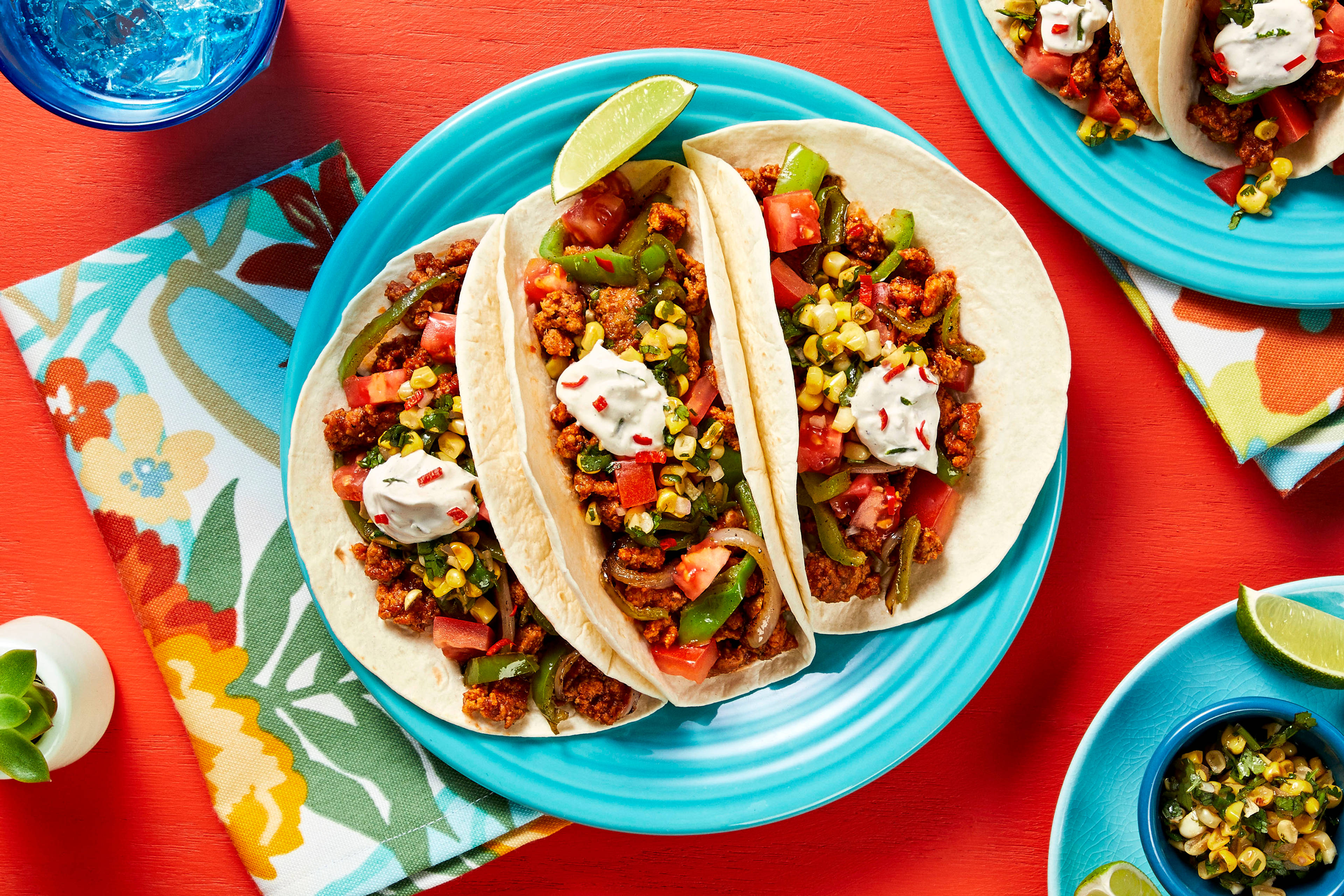 Pork and Charred Corn Chimichurri Tacos