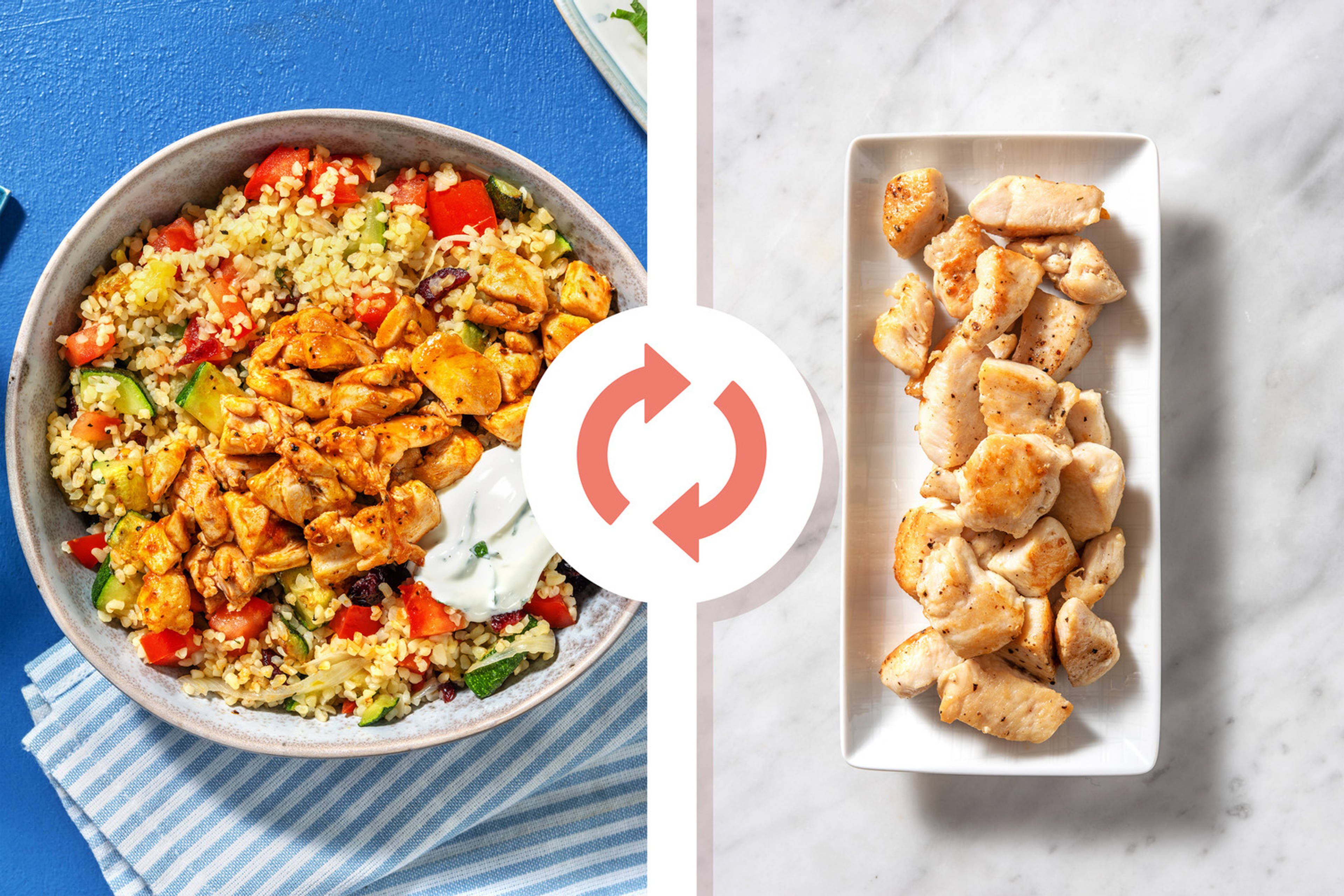 Harissa Diced Chicken Breast on Jewelled Bulgur