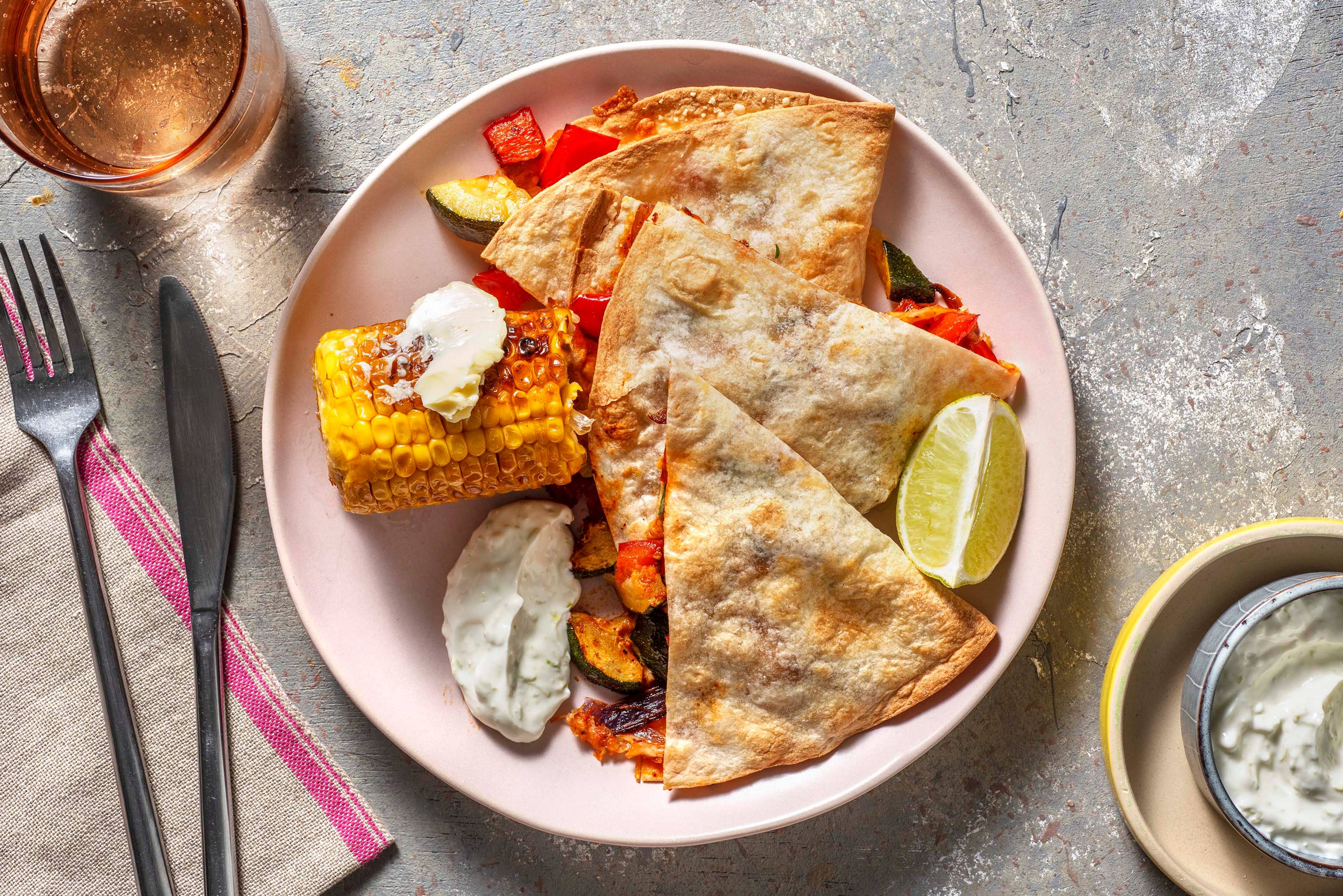 3-Käse-Quesadillas mit Varomagemüse