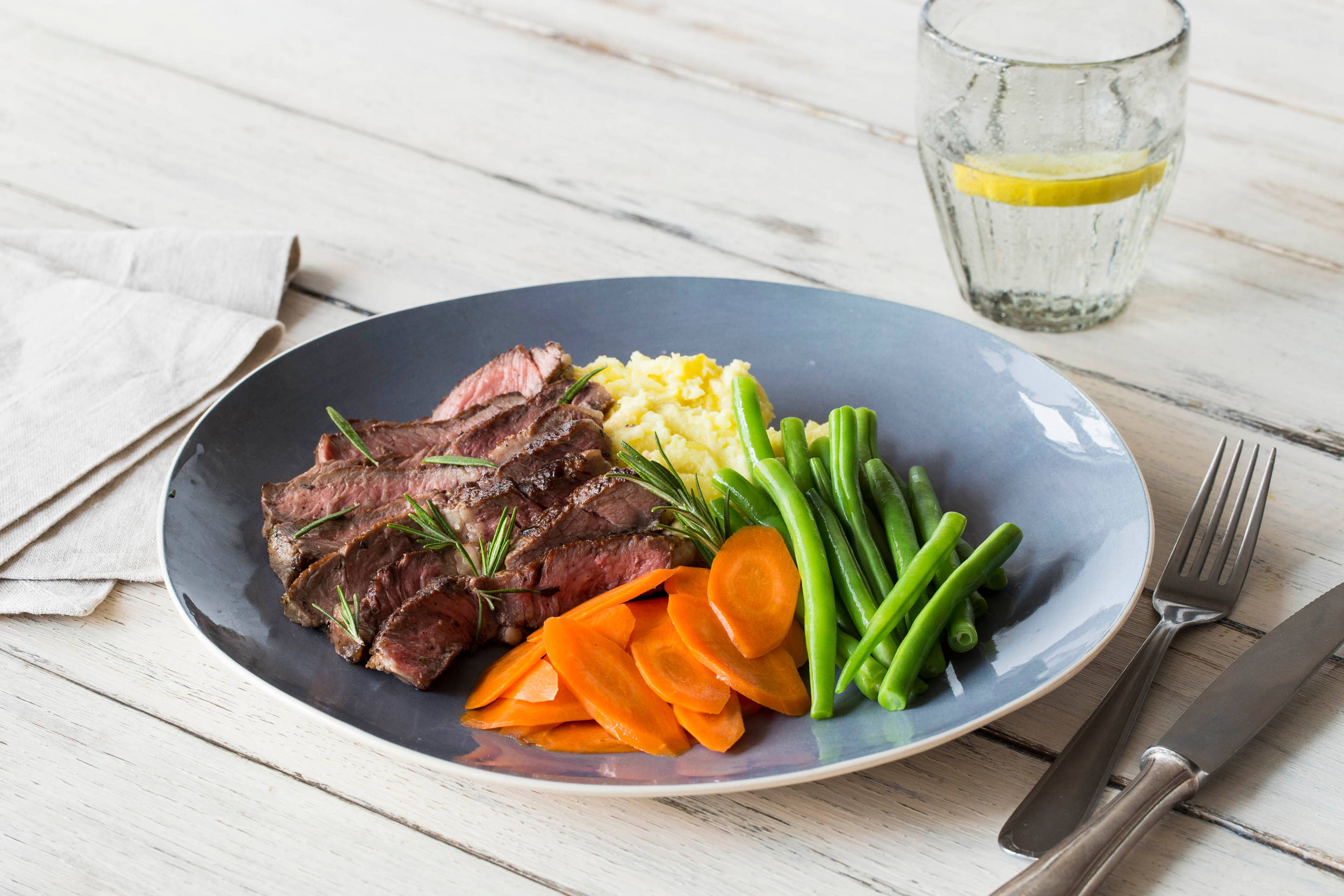 Rare Roast Beef with Parmesan Mash