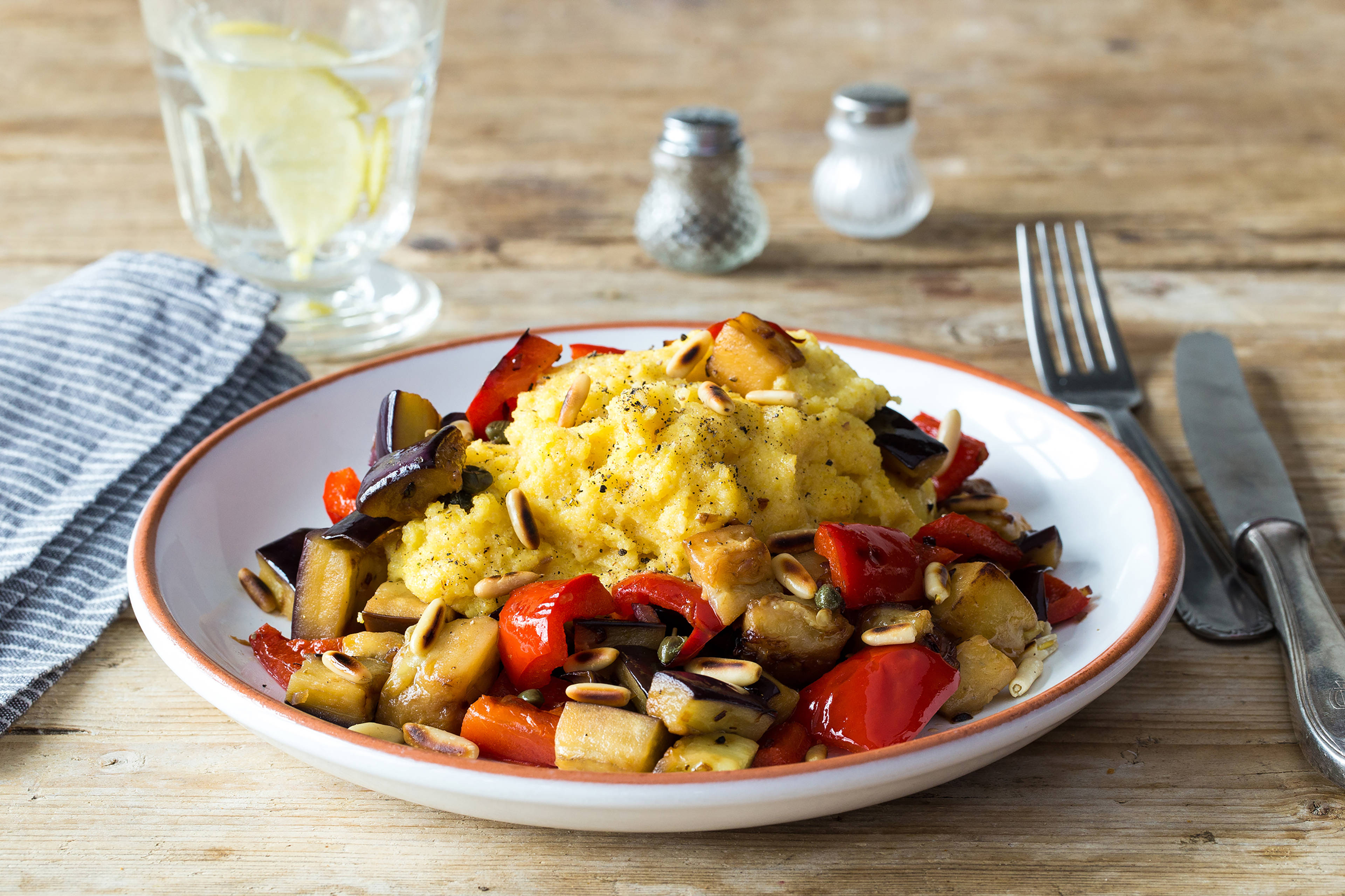 Caponata with Creamy Parmesan Polenta