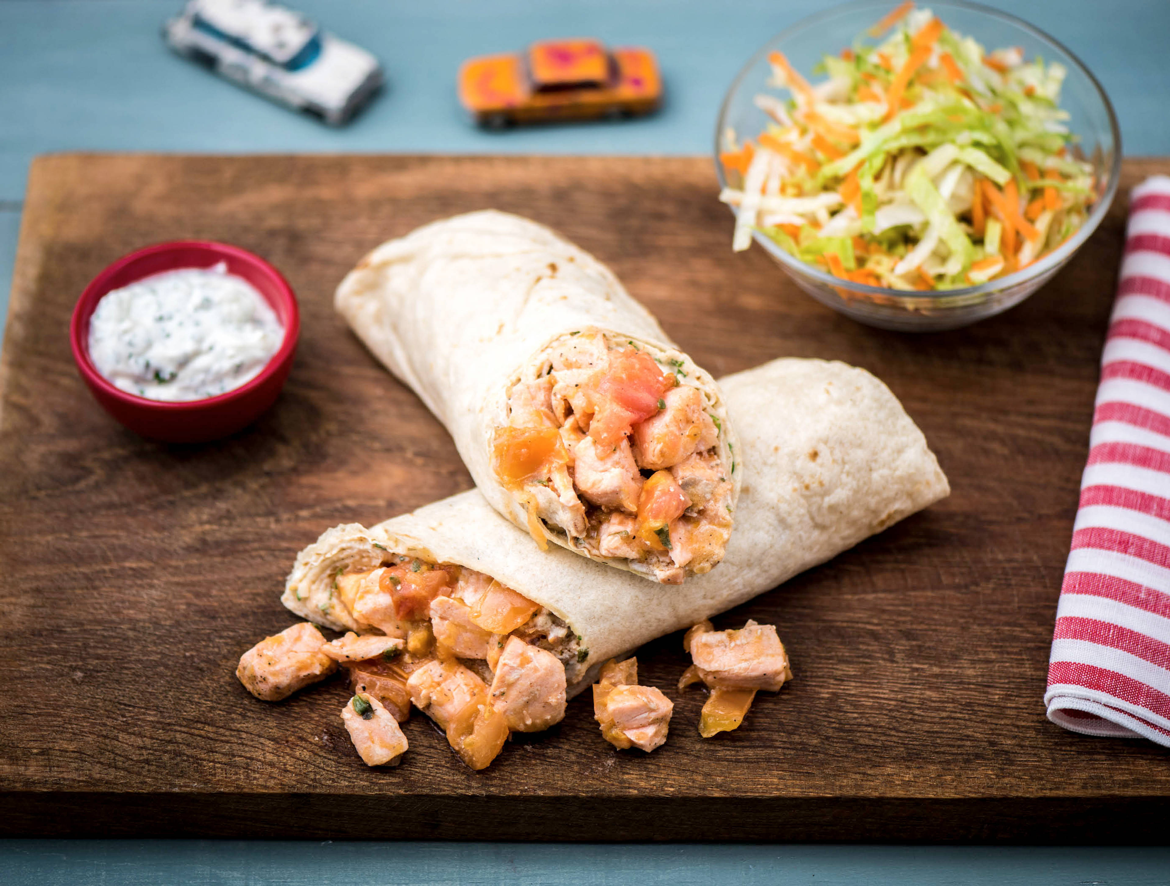 Wraps met zalm en groenten