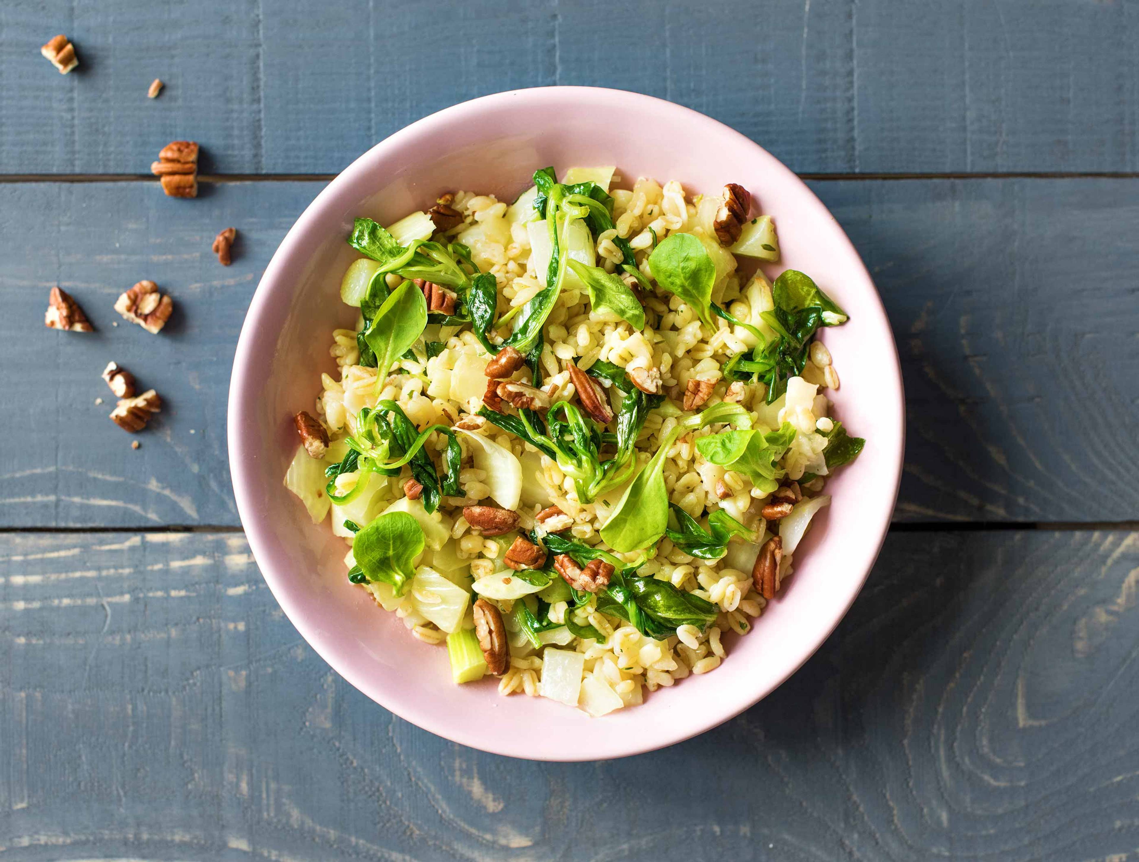 Risotto d’orge perlé au fenouil et au fromage de chèvre