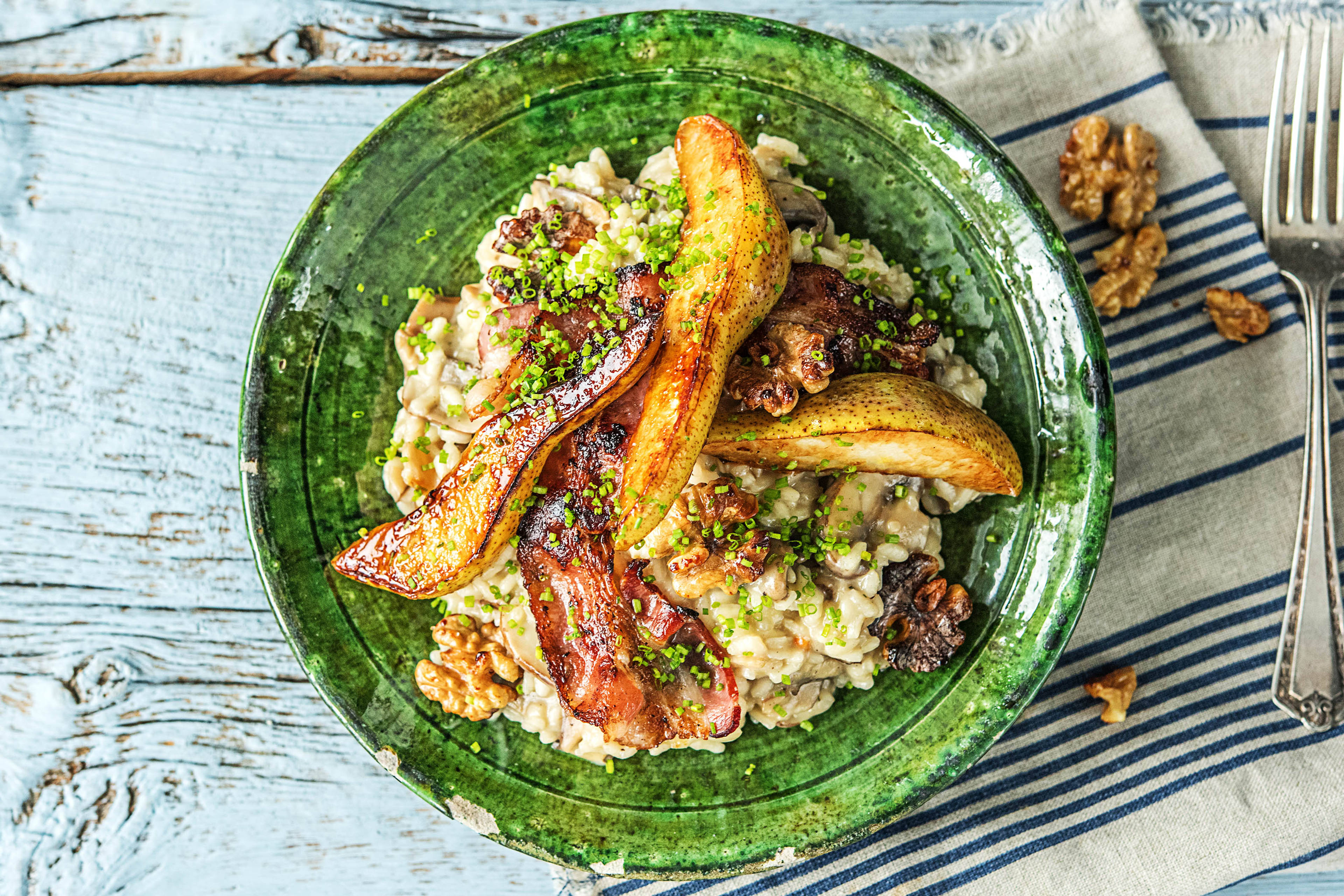 Herbstliches Pilzrisotto mit Bacon,