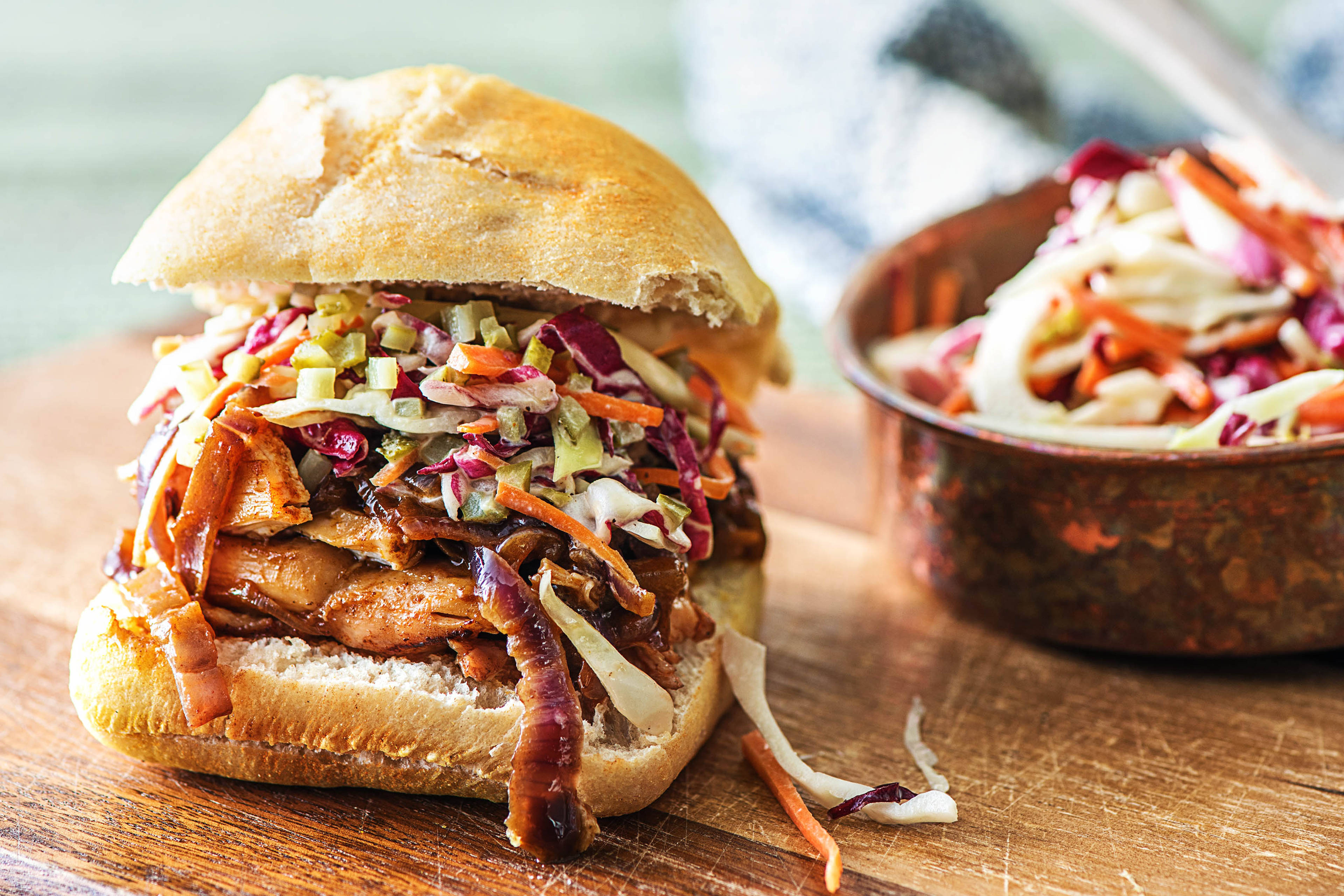 Pulled chicken met koolsla