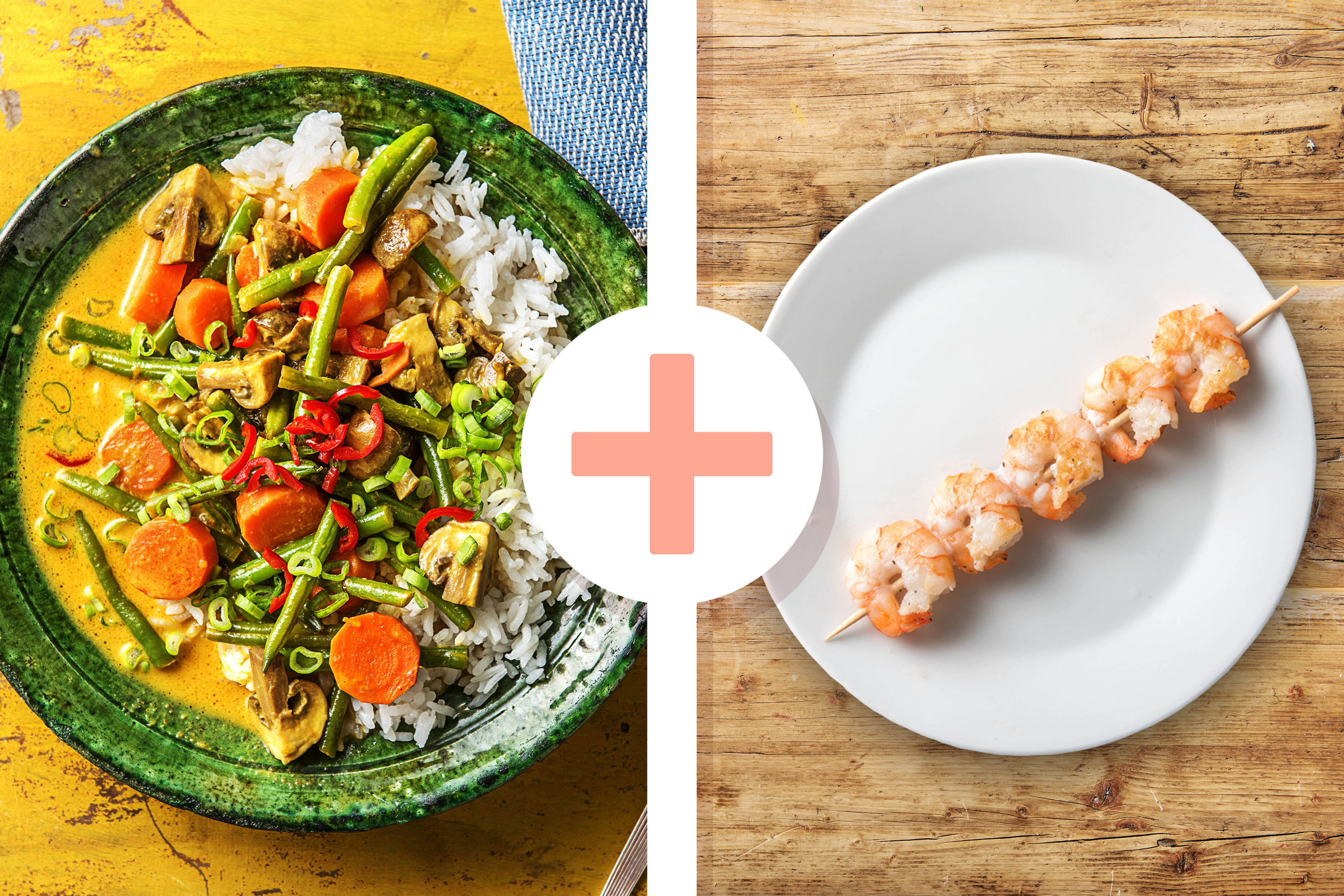 Buntes Kokos-Curry mit extra Garnelen