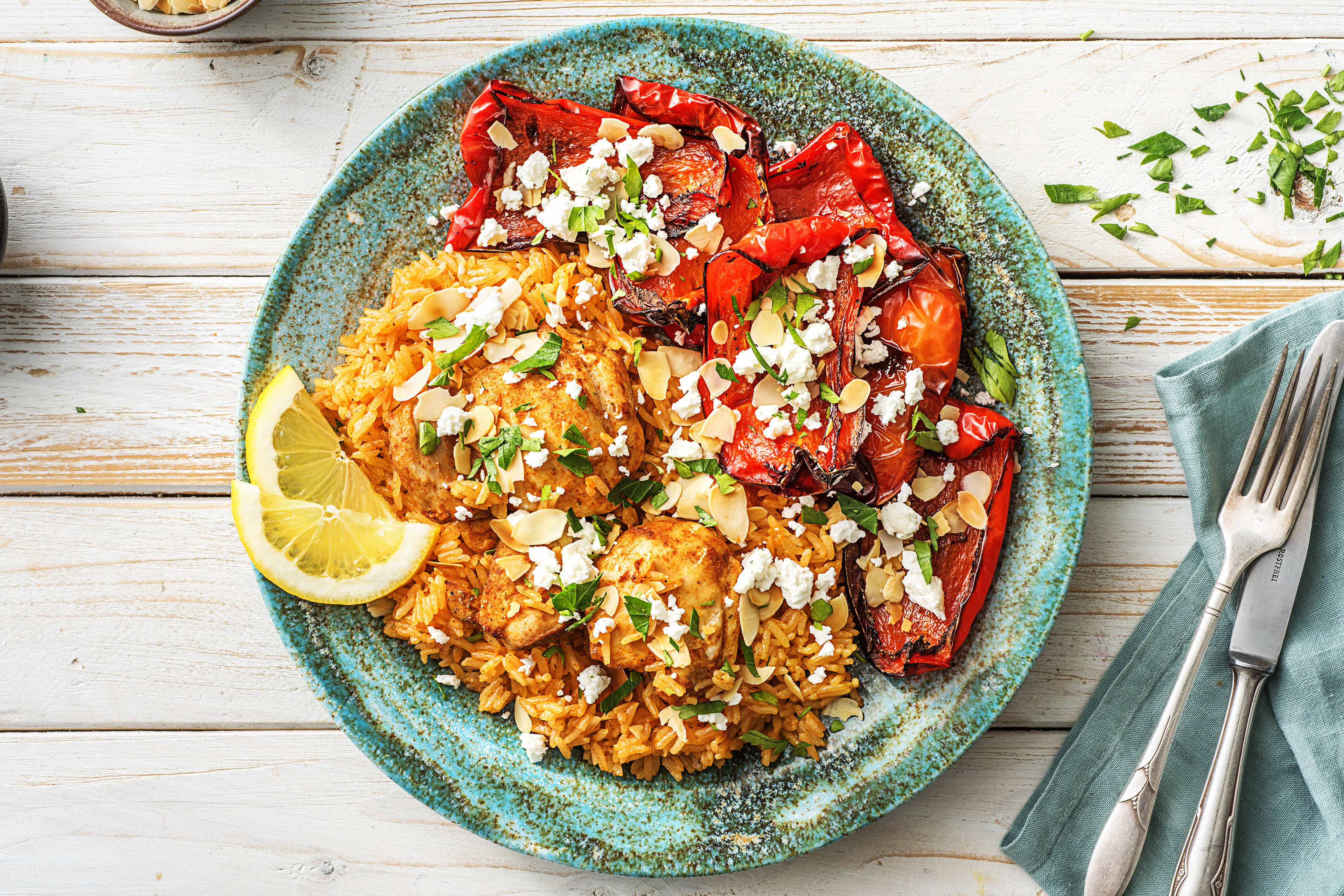 Kippendijfilet met gepofte paprika
