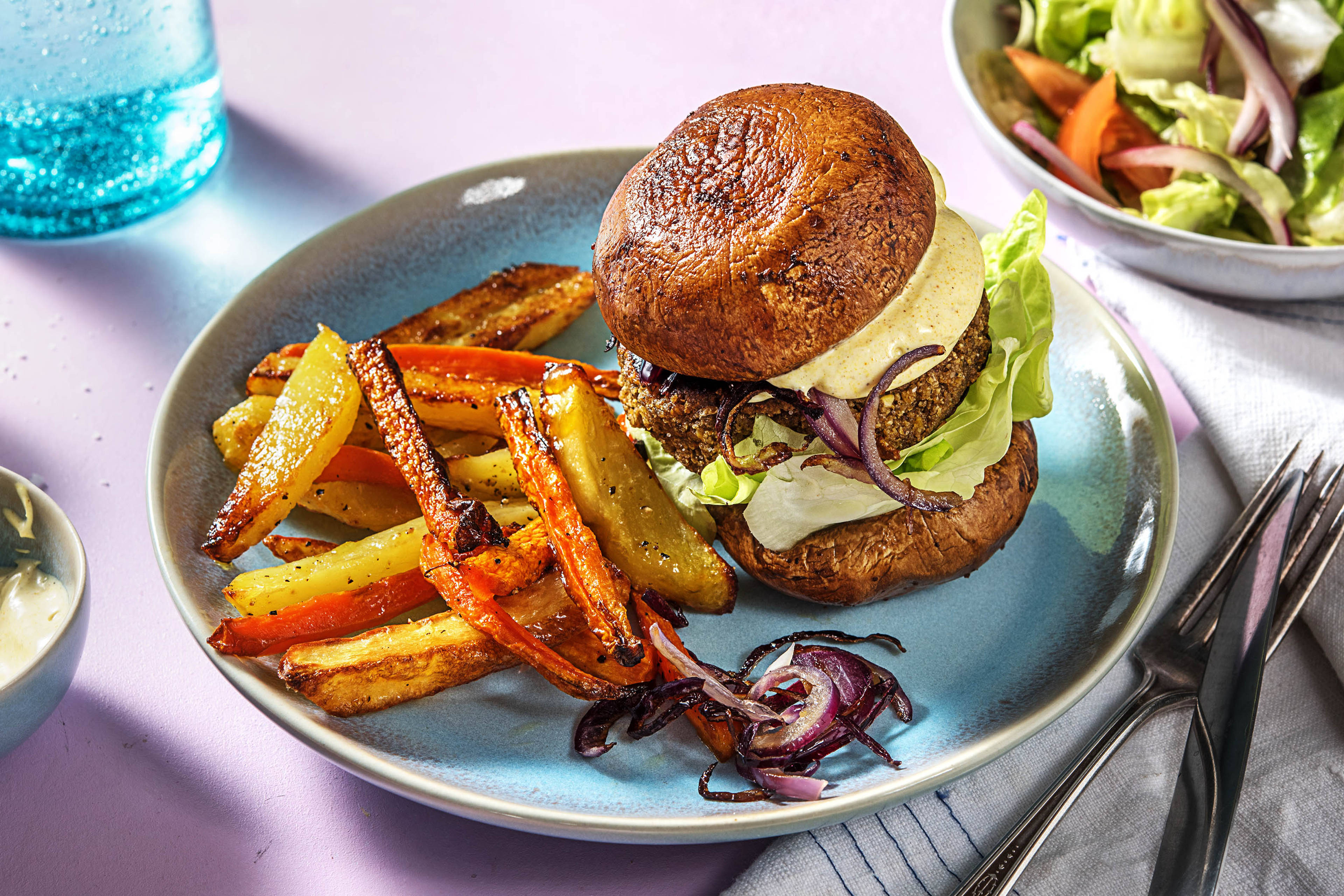 Falafel dans un burger de portobello