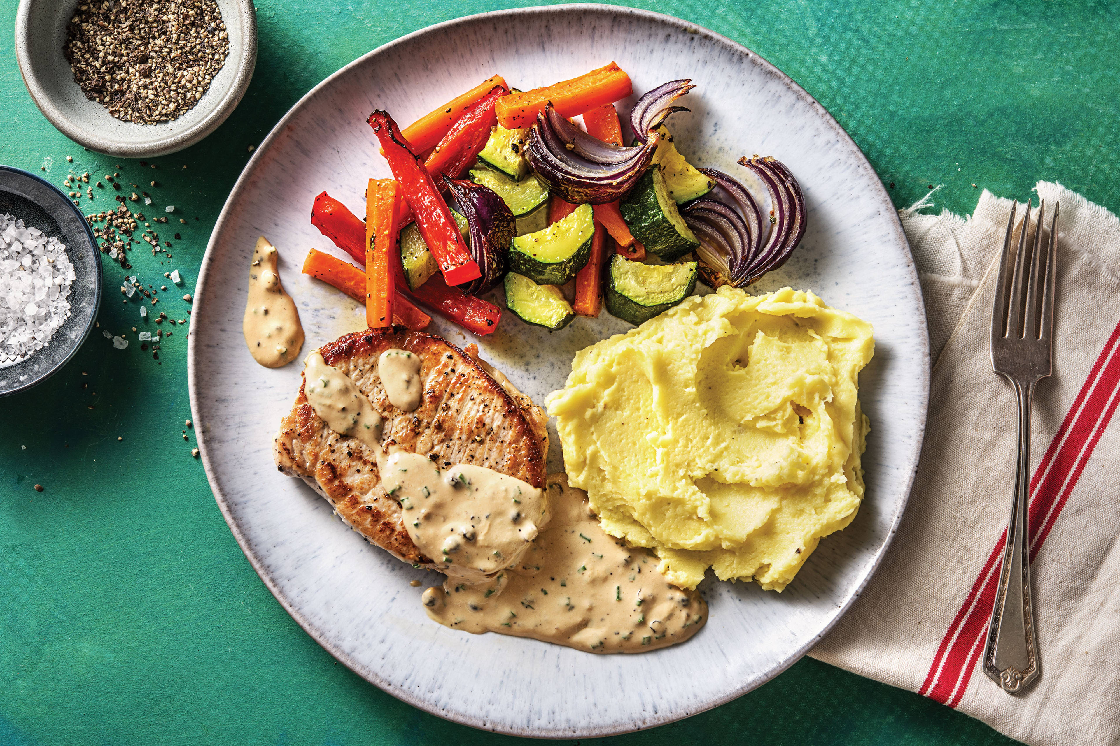 Pork & Creamy Peppercorn Sauce