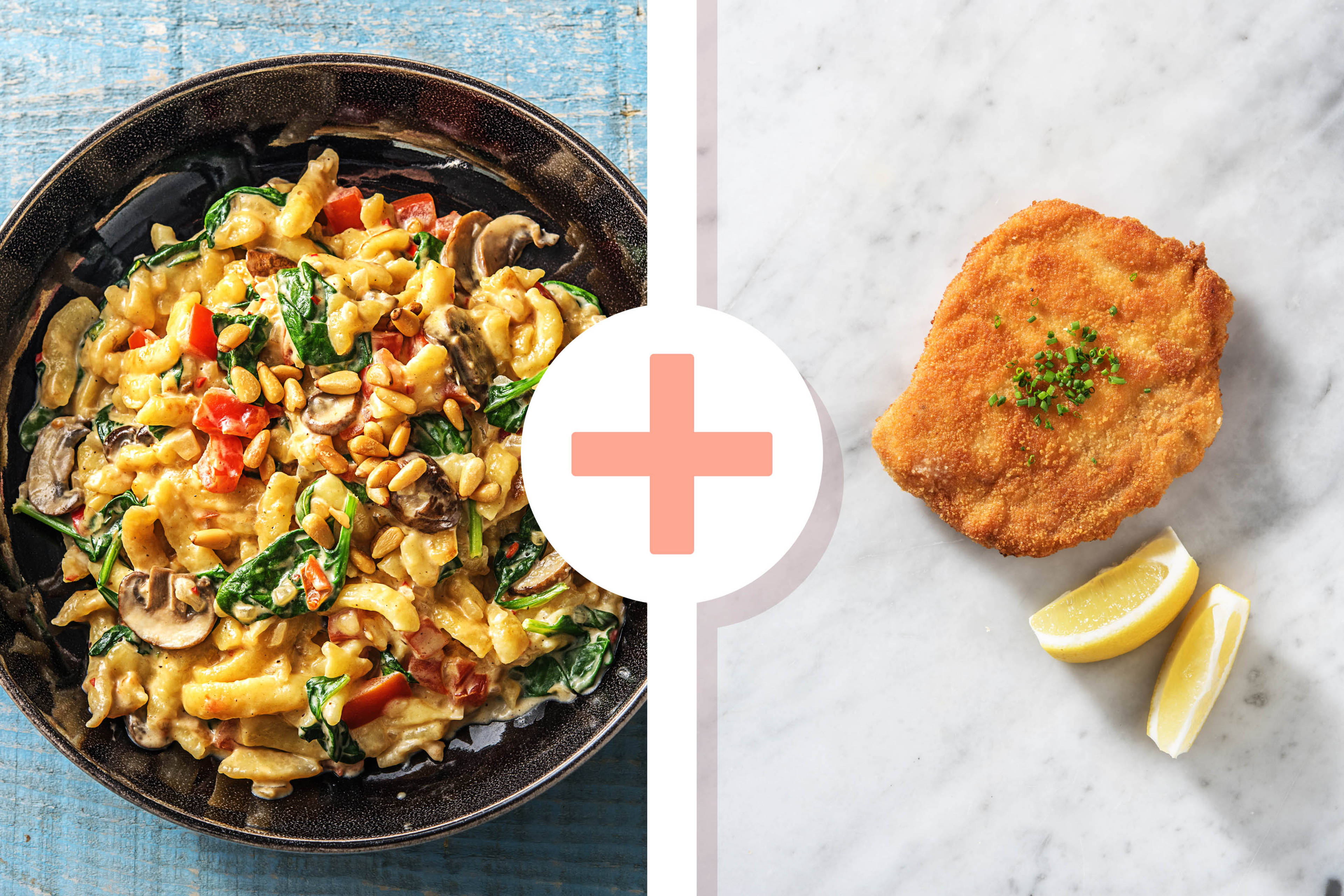 Cremige Spätzlepfanne mit Schweineschnitzel