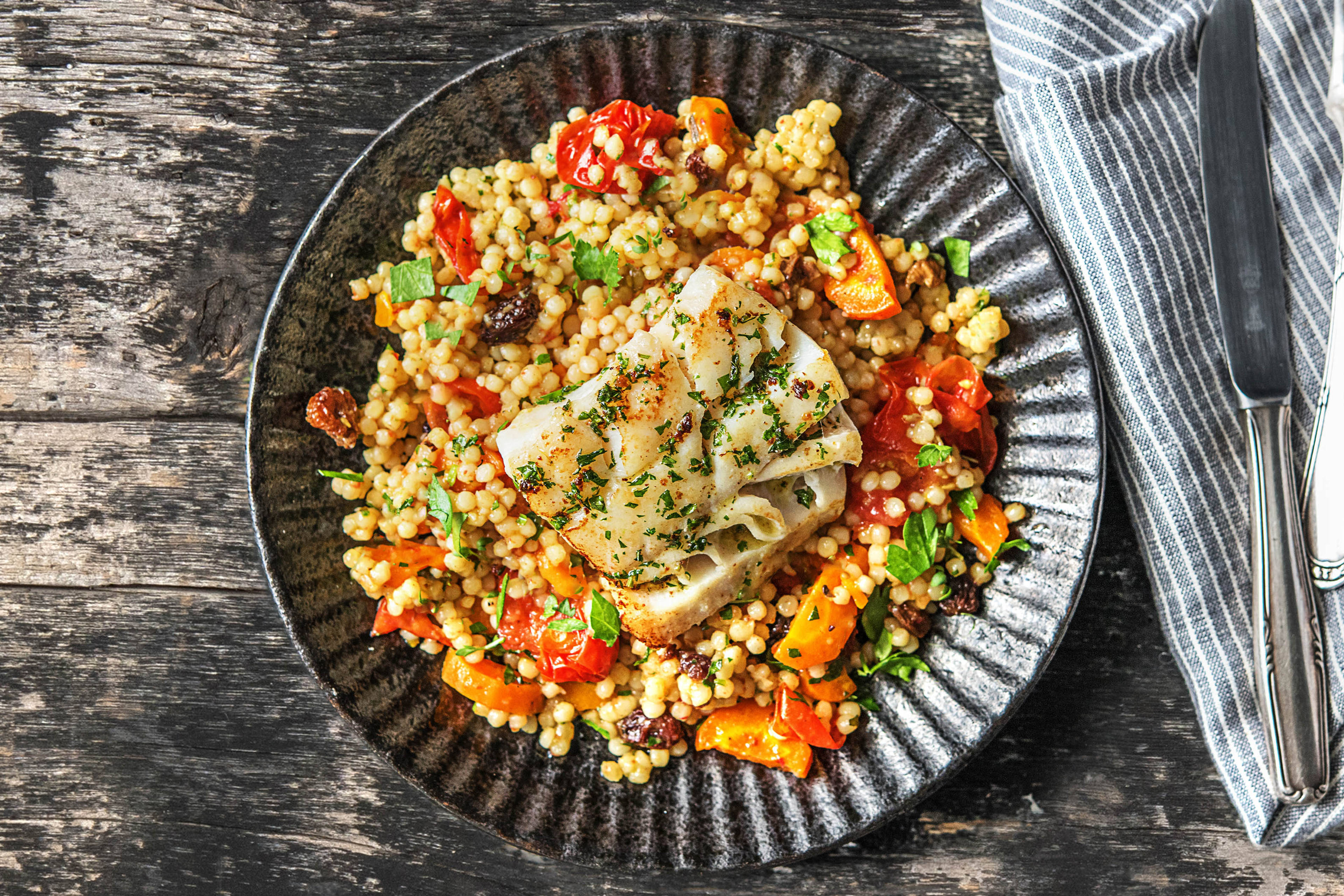 Filet de cabillaud et sauce aux herbes